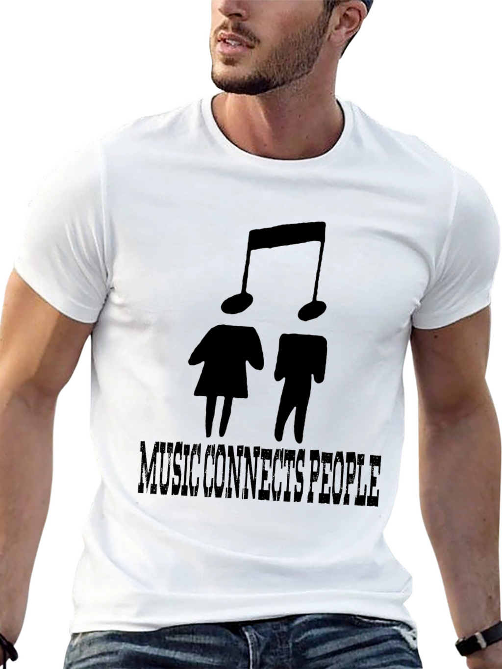 Music Connects People Black Graphic T-Shirt