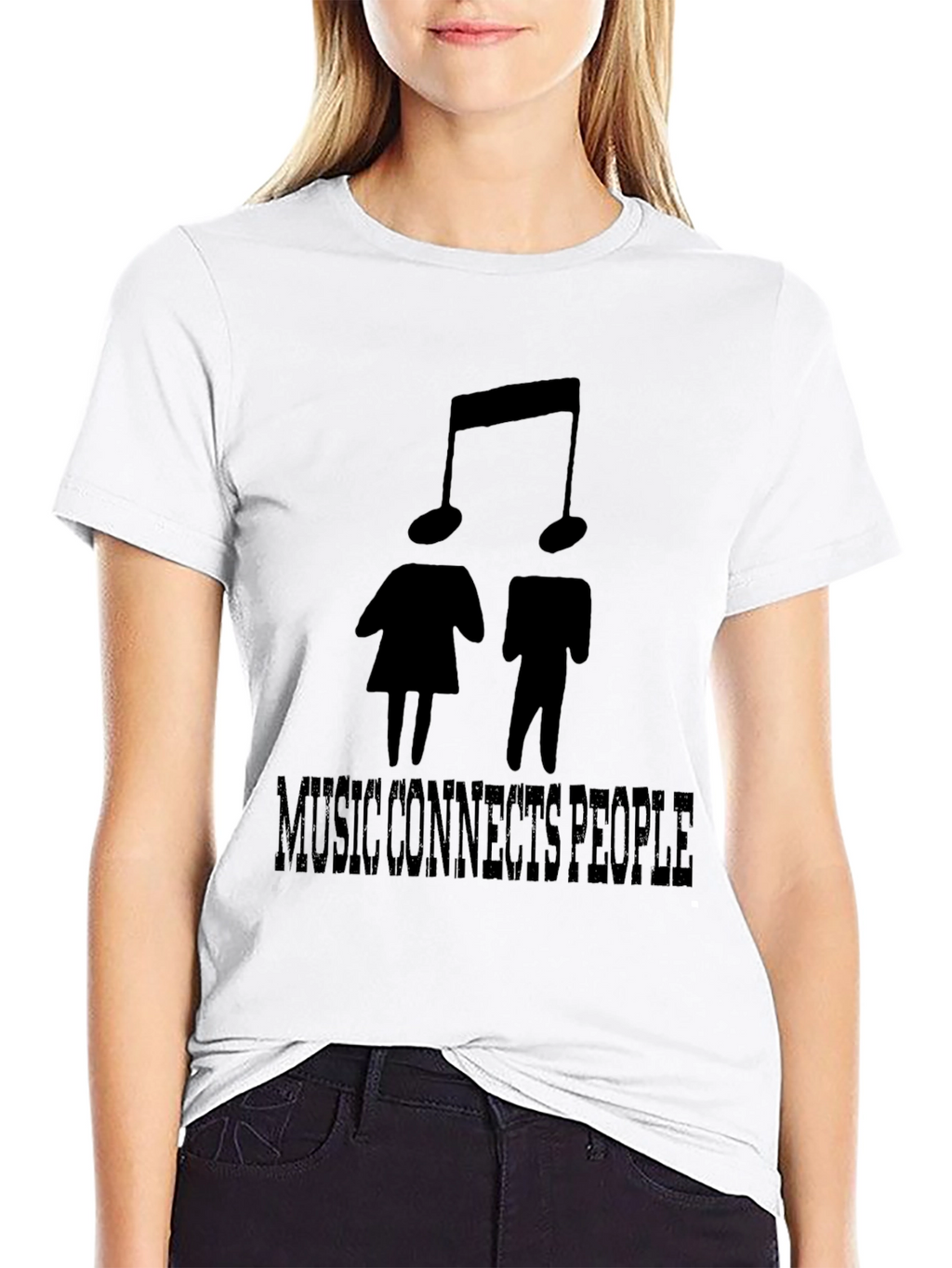 Music Connects People Black Graphic T-Shirt