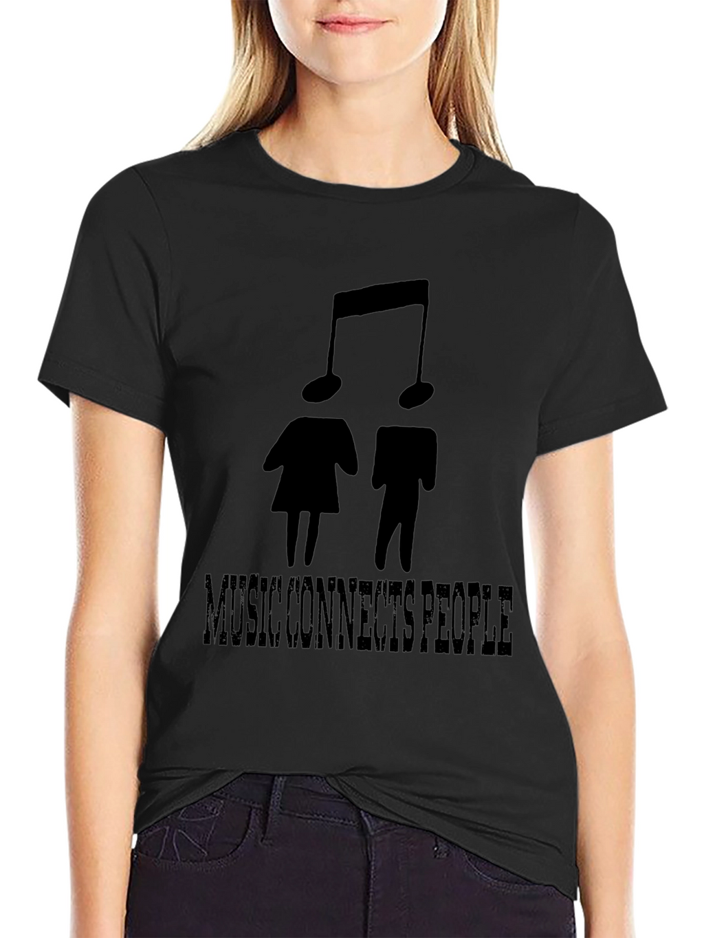 Music Connects People Black Graphic T-Shirt