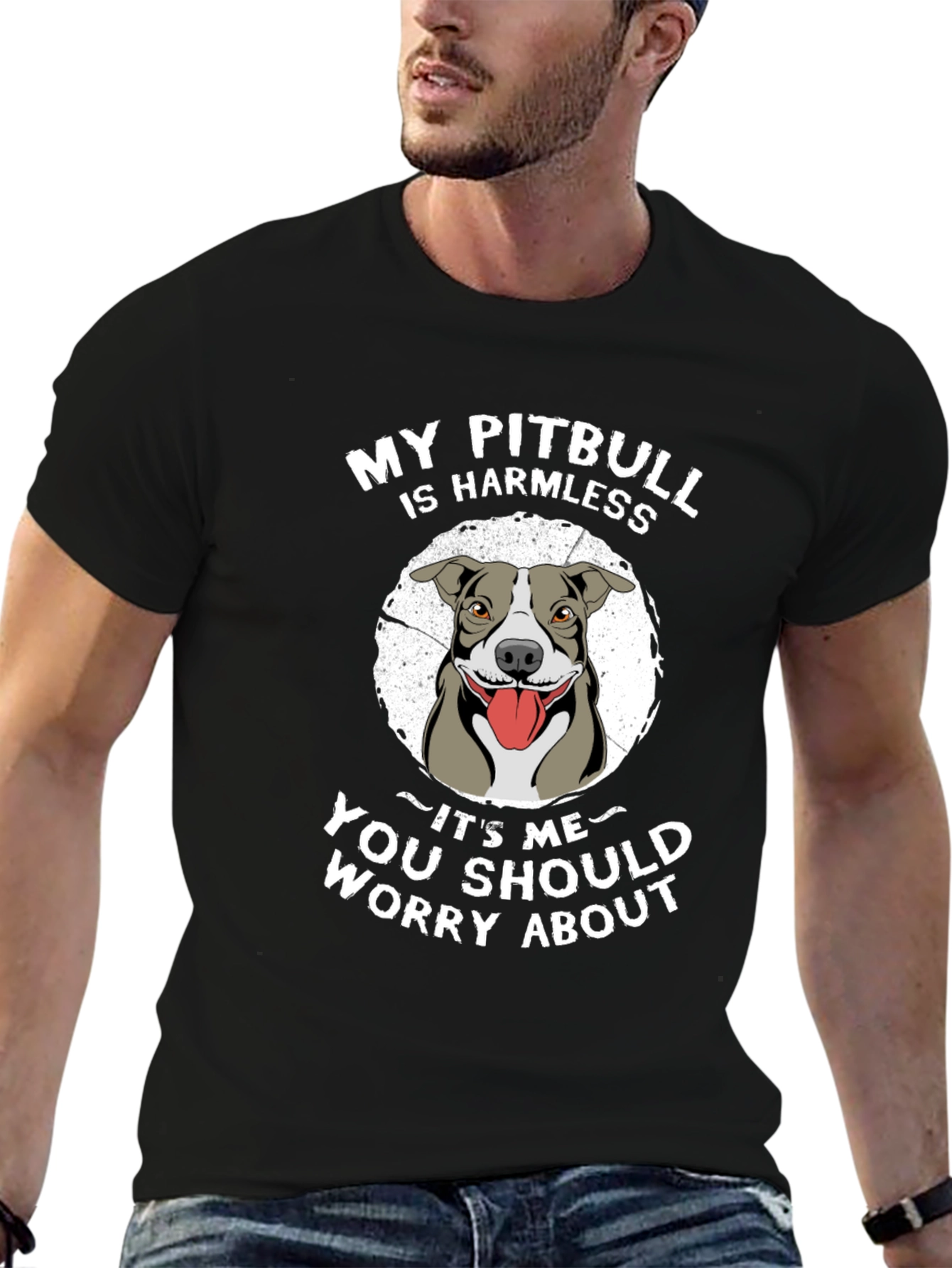 My Pitbull is Harmless Mens Graphic T-Shirt