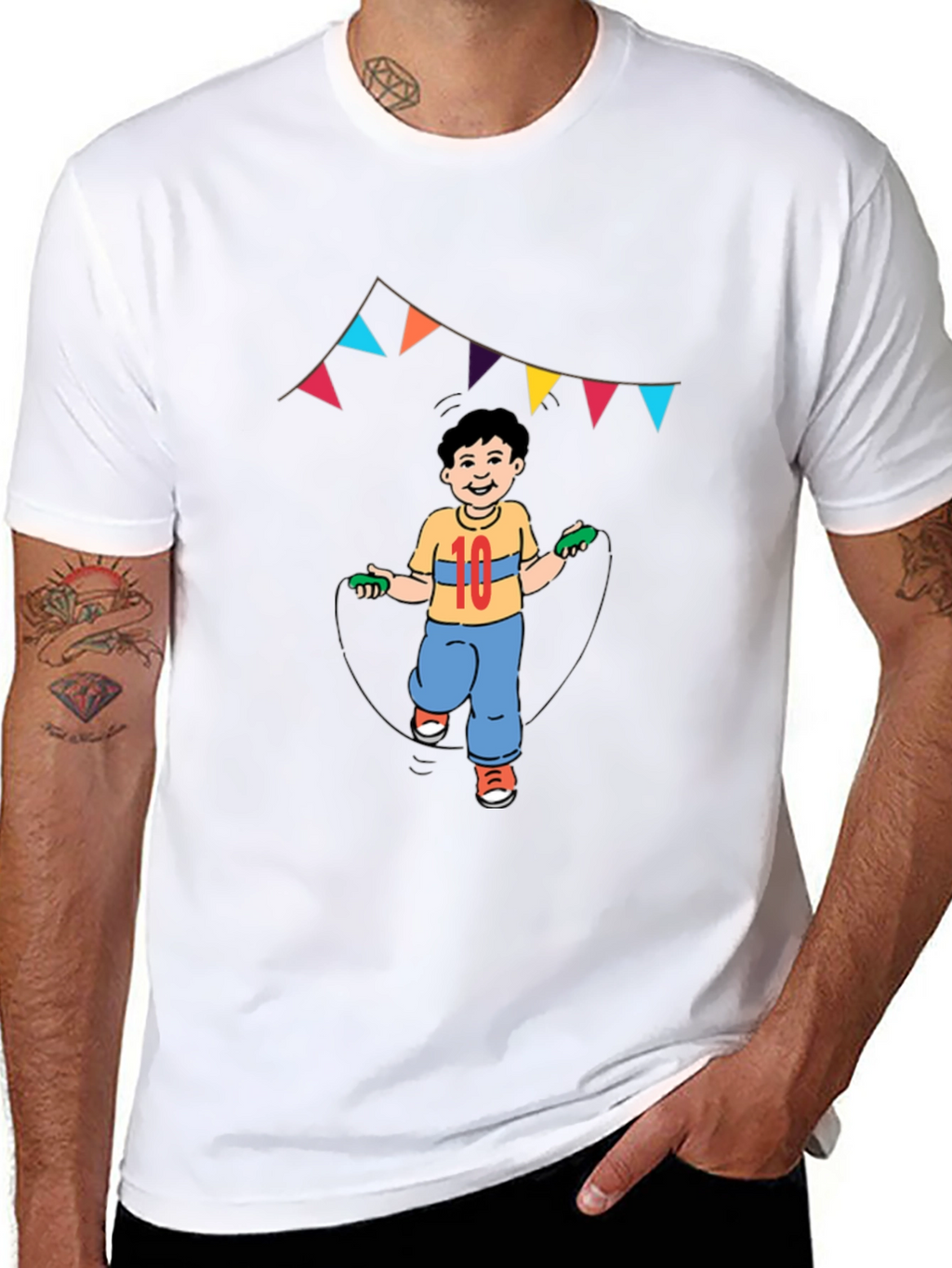 Boy Jumping Rope Graphic Tee - Black