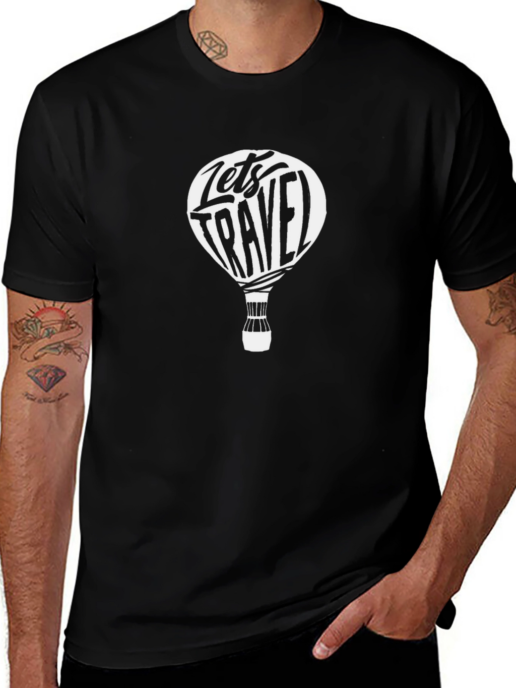 Lets Travel Graphic Tee - Black Cotton T-Shirt
