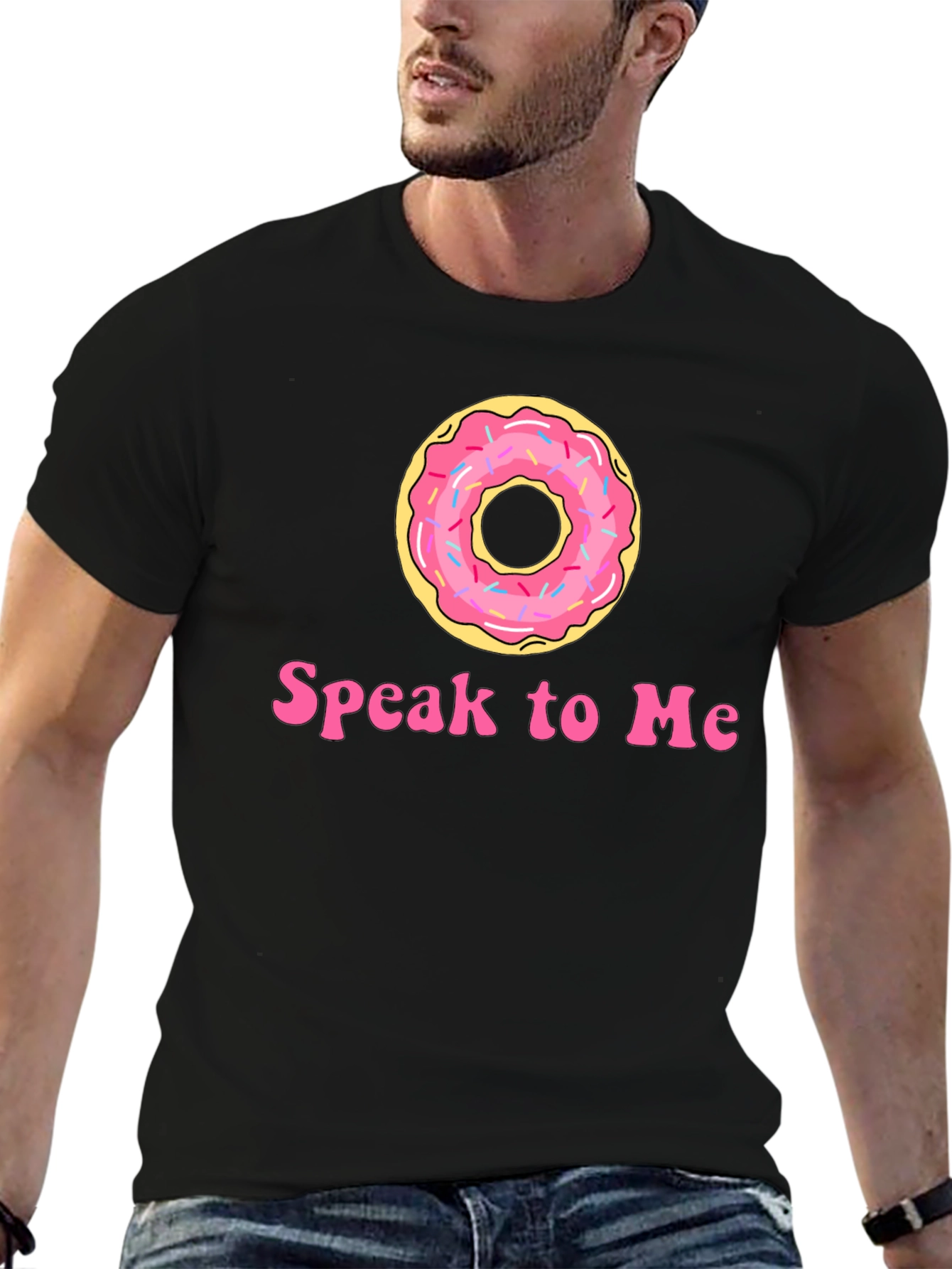 Donut Speak To Me Black T-Shirt