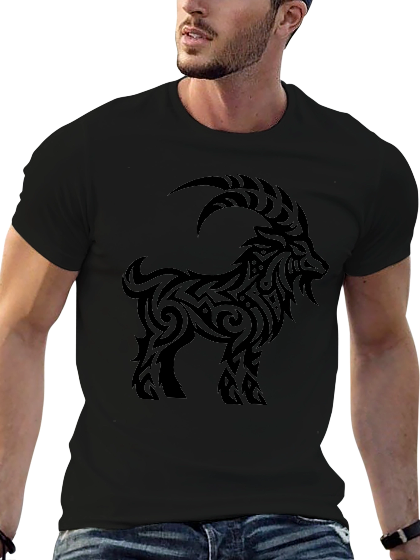 Tribal Goat Black T-Shirt