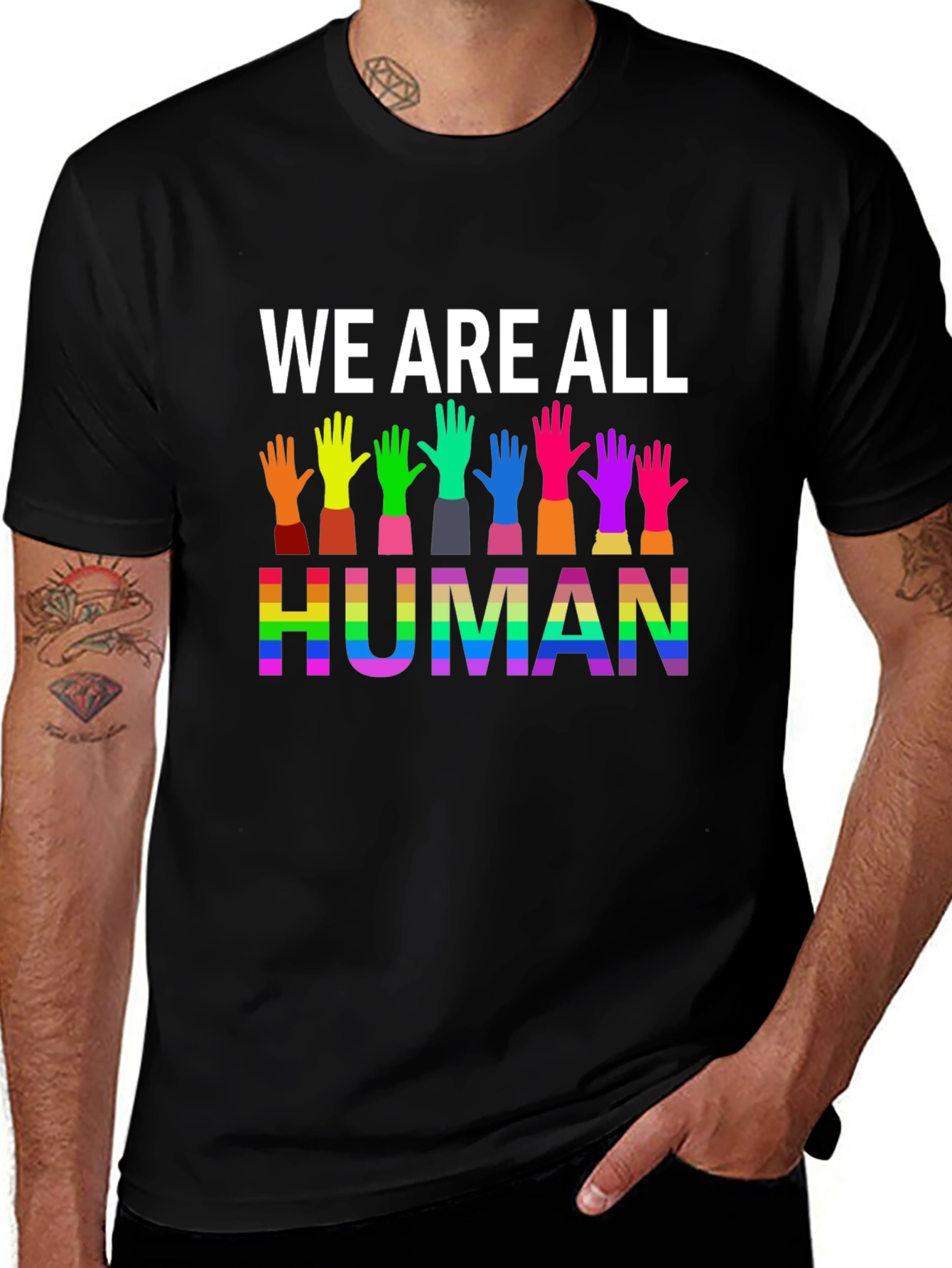 We Are All Human Graphic Tee - Pride T-Shirt
