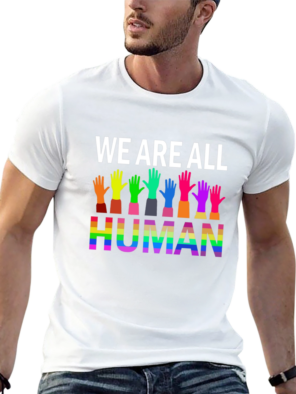 We Are All Human Graphic Tee - Pride T-Shirt