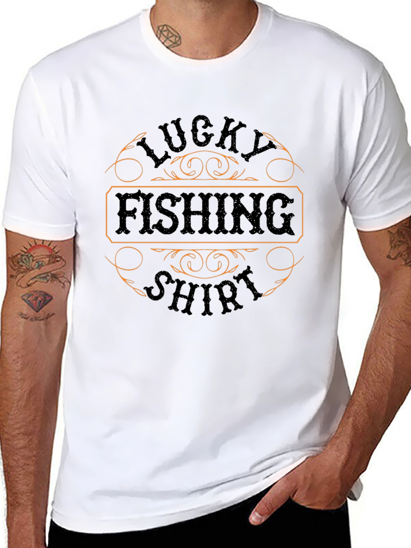 Lucky Fishing Shirt - Mens Black Tee