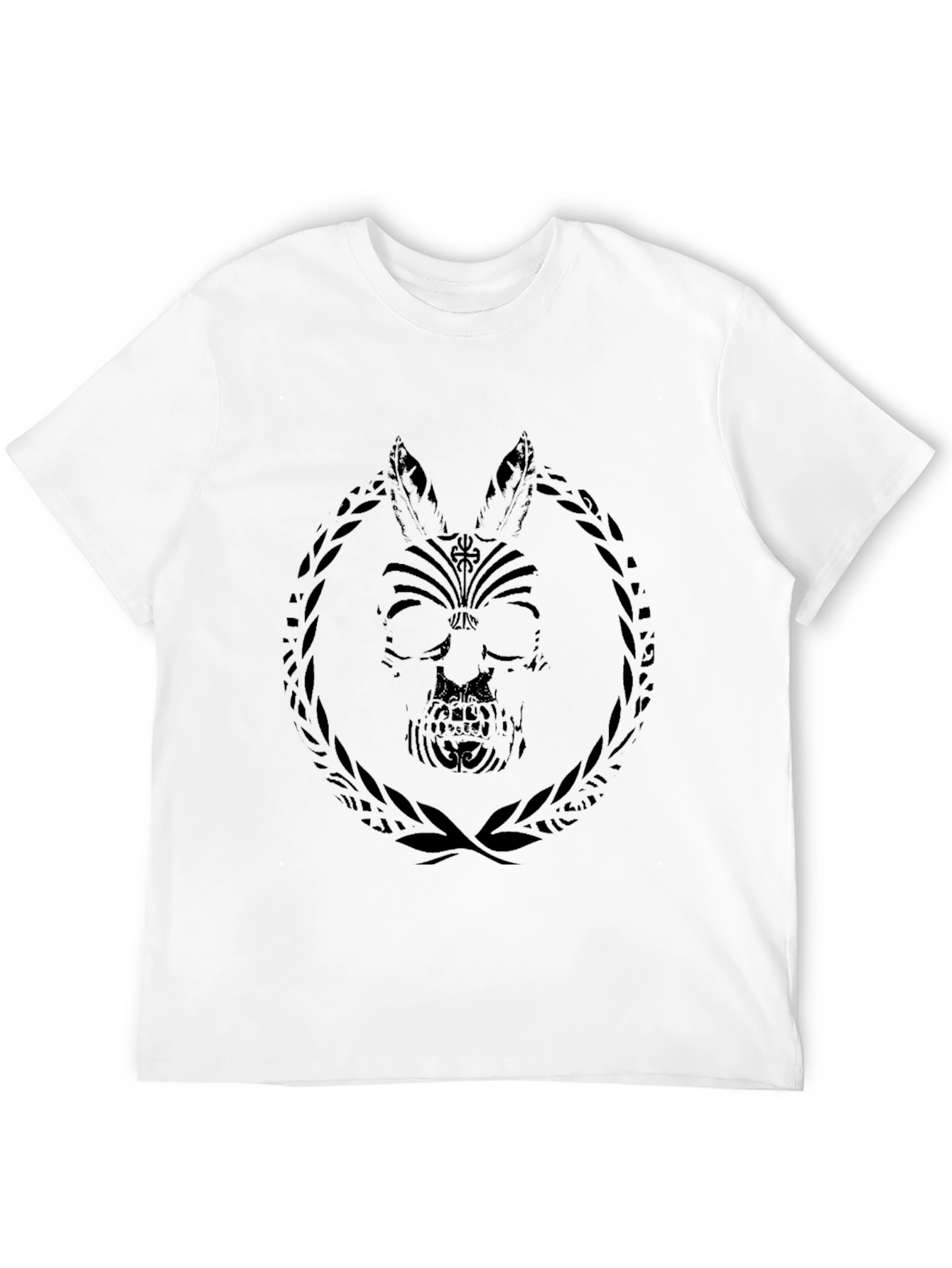 Black T-Shirt with Skull Rabbit Graphic