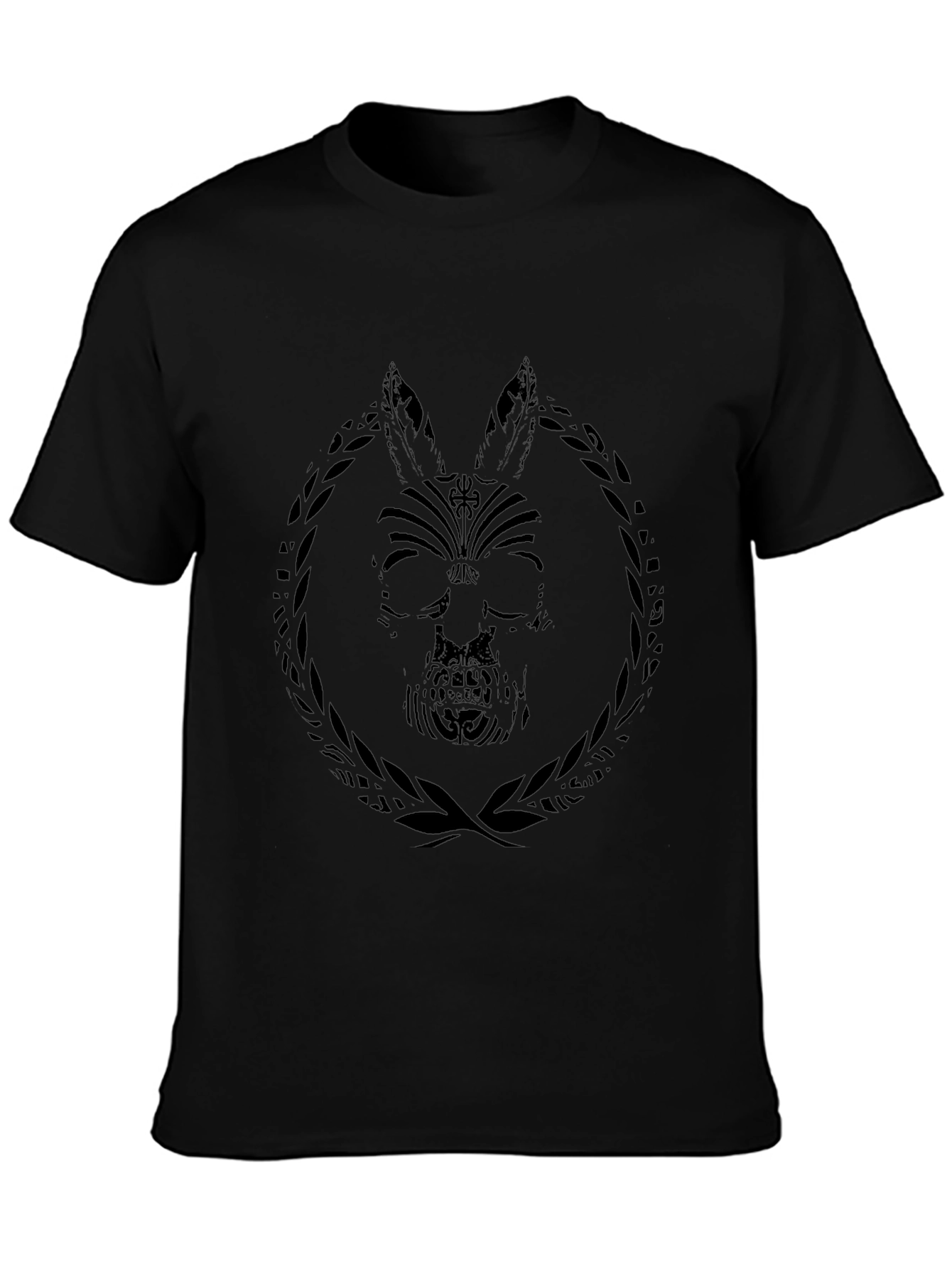 Black T-Shirt with Skull Rabbit Graphic