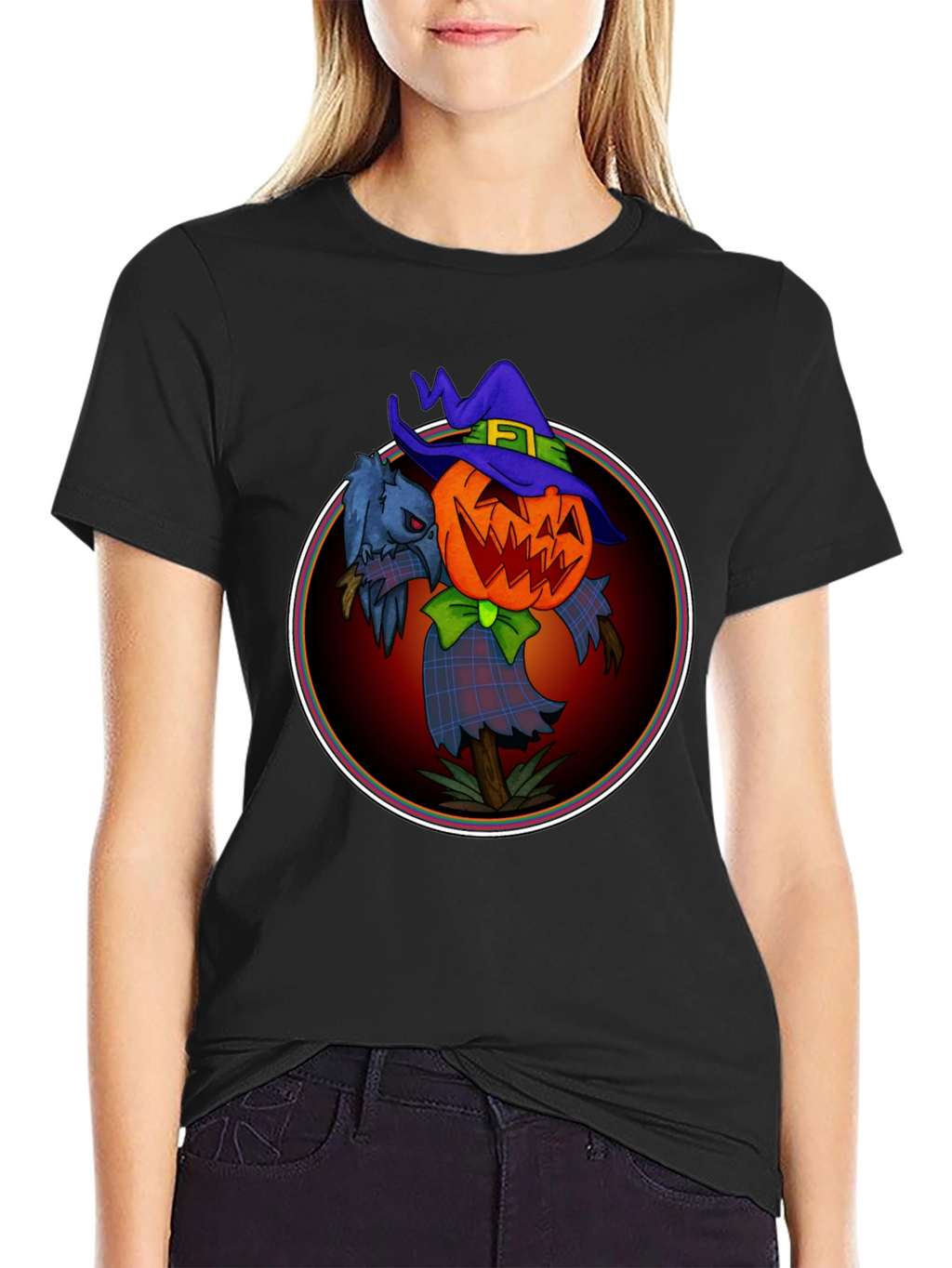 Spooky Jack-O-Lantern Scarecrow Graphic Tee