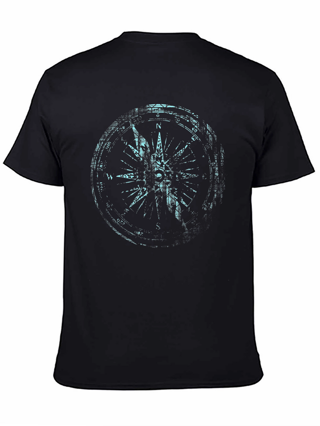 Mens Black Compass Graphic Print Tee