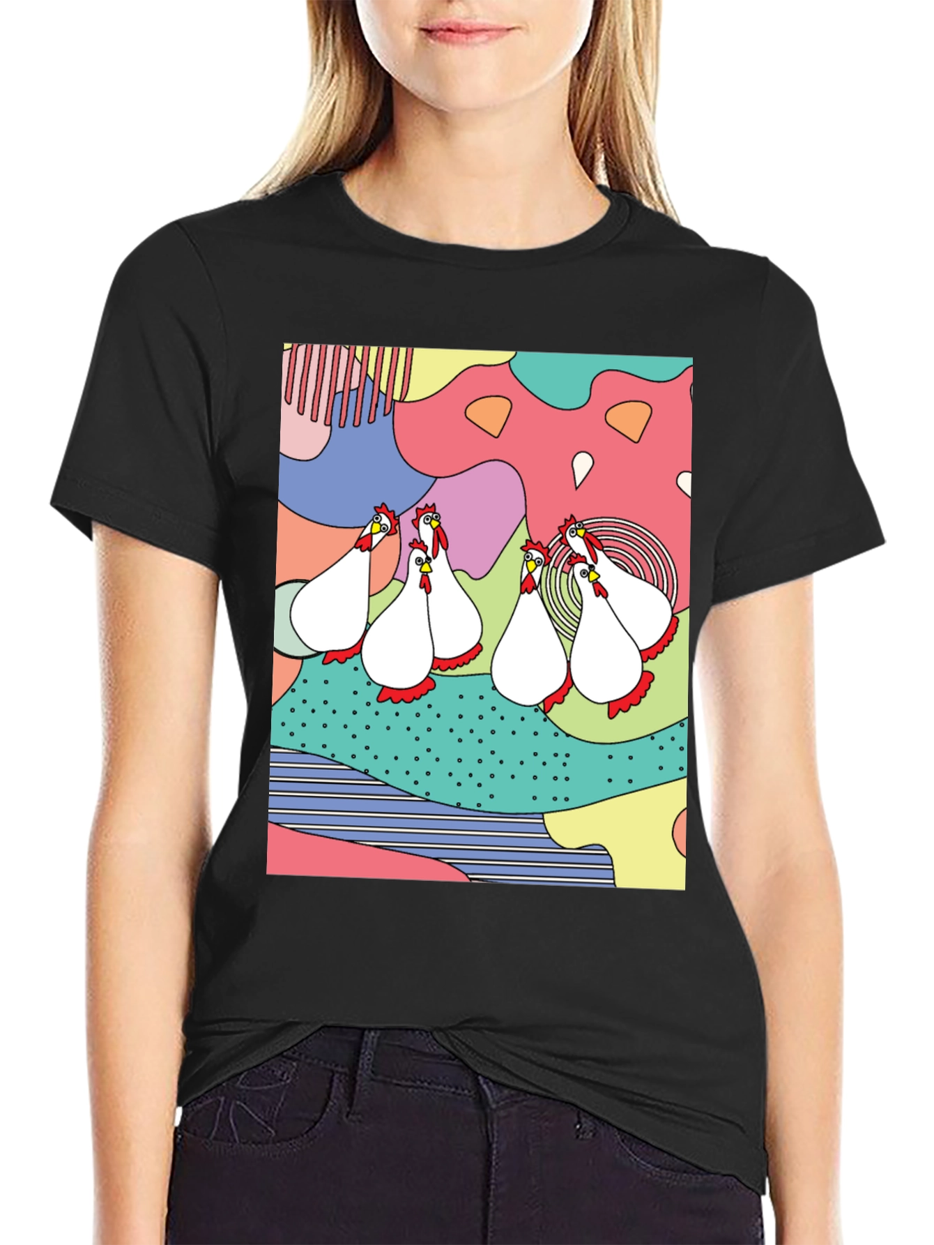 Funky Chicken T-Shirt - Abstract Colorful Design