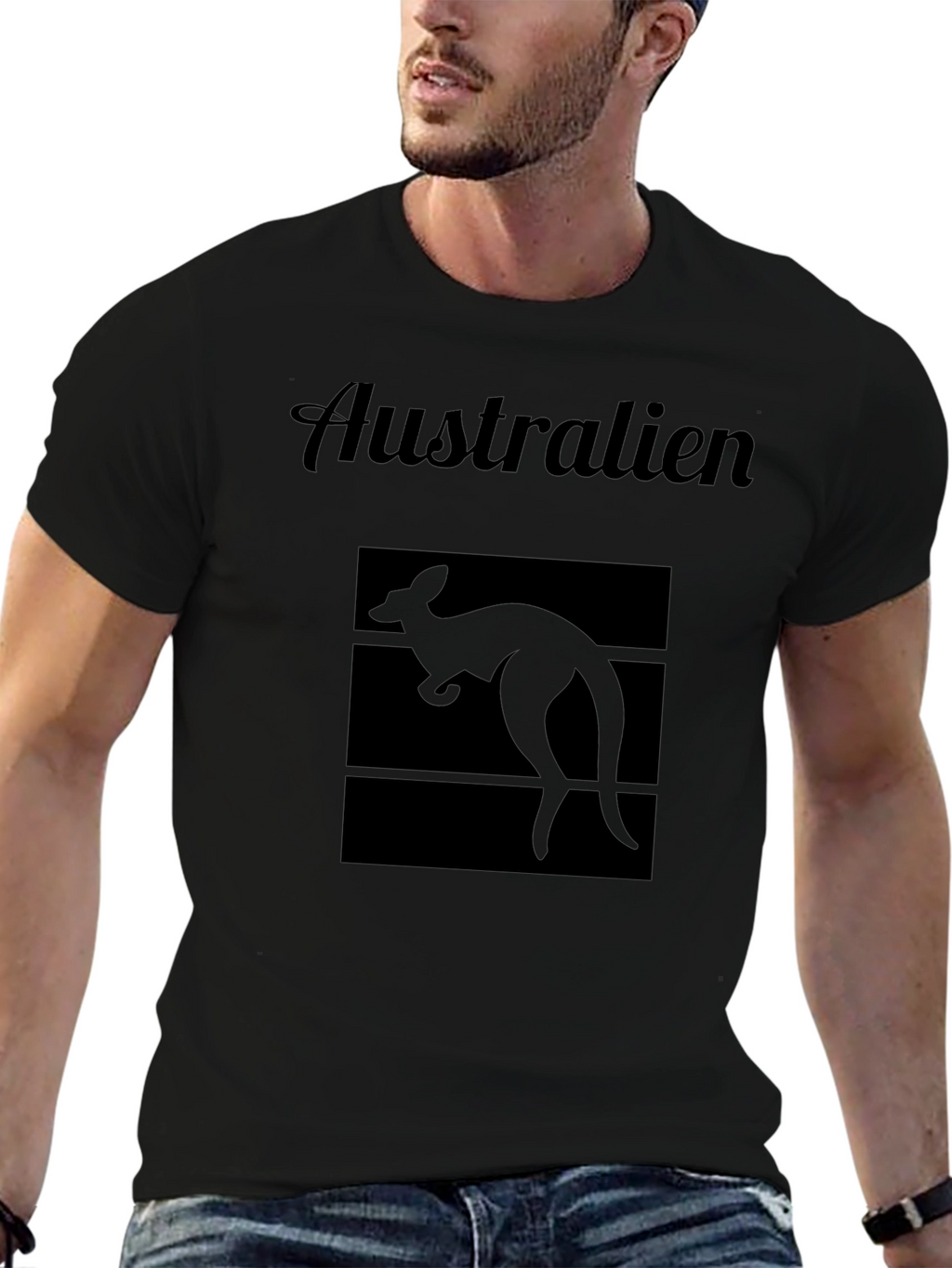 Australia Kangaroo Graphic Tee - Black