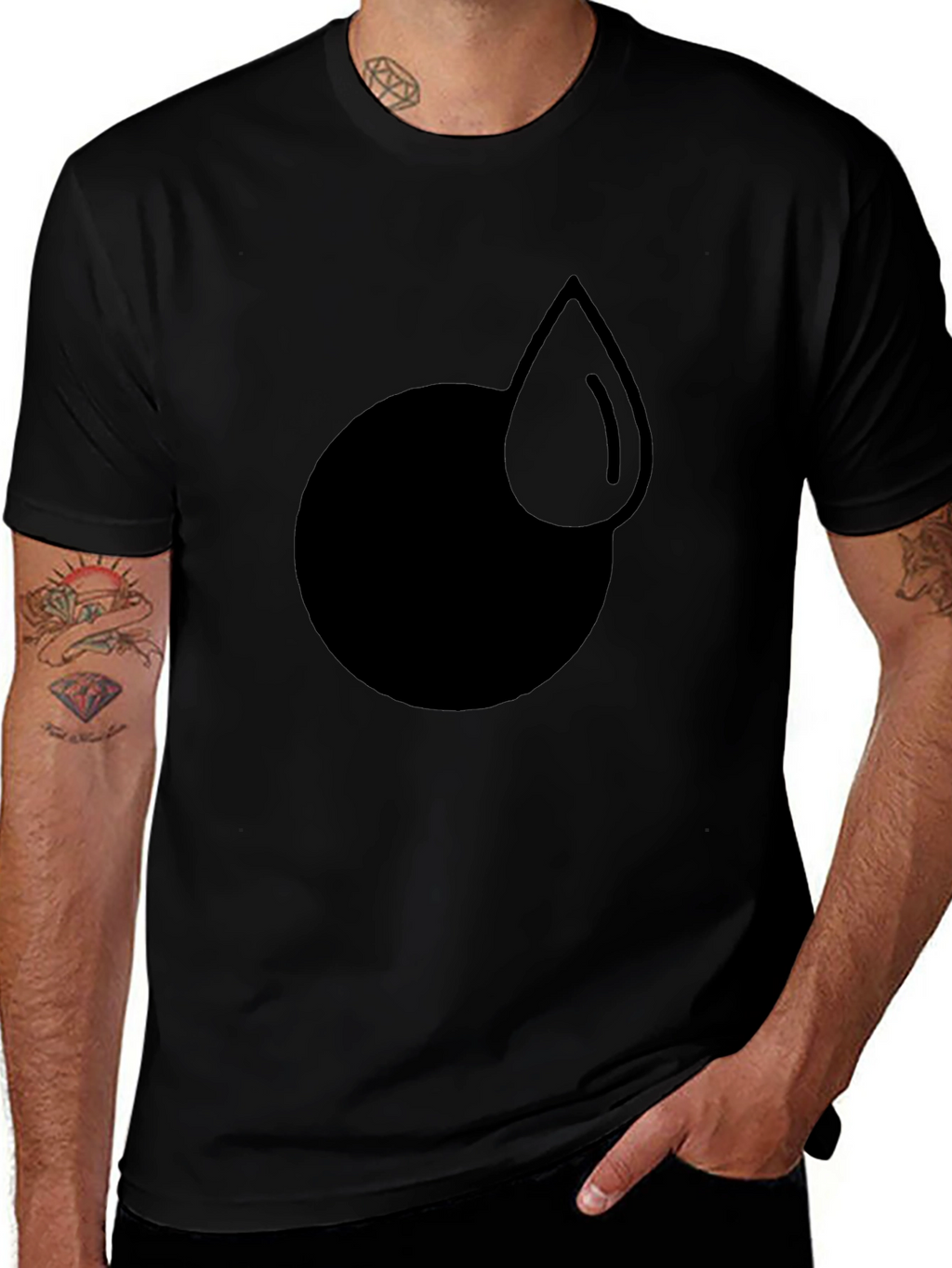 Modern Graphic Tee - Circle and Drop Design