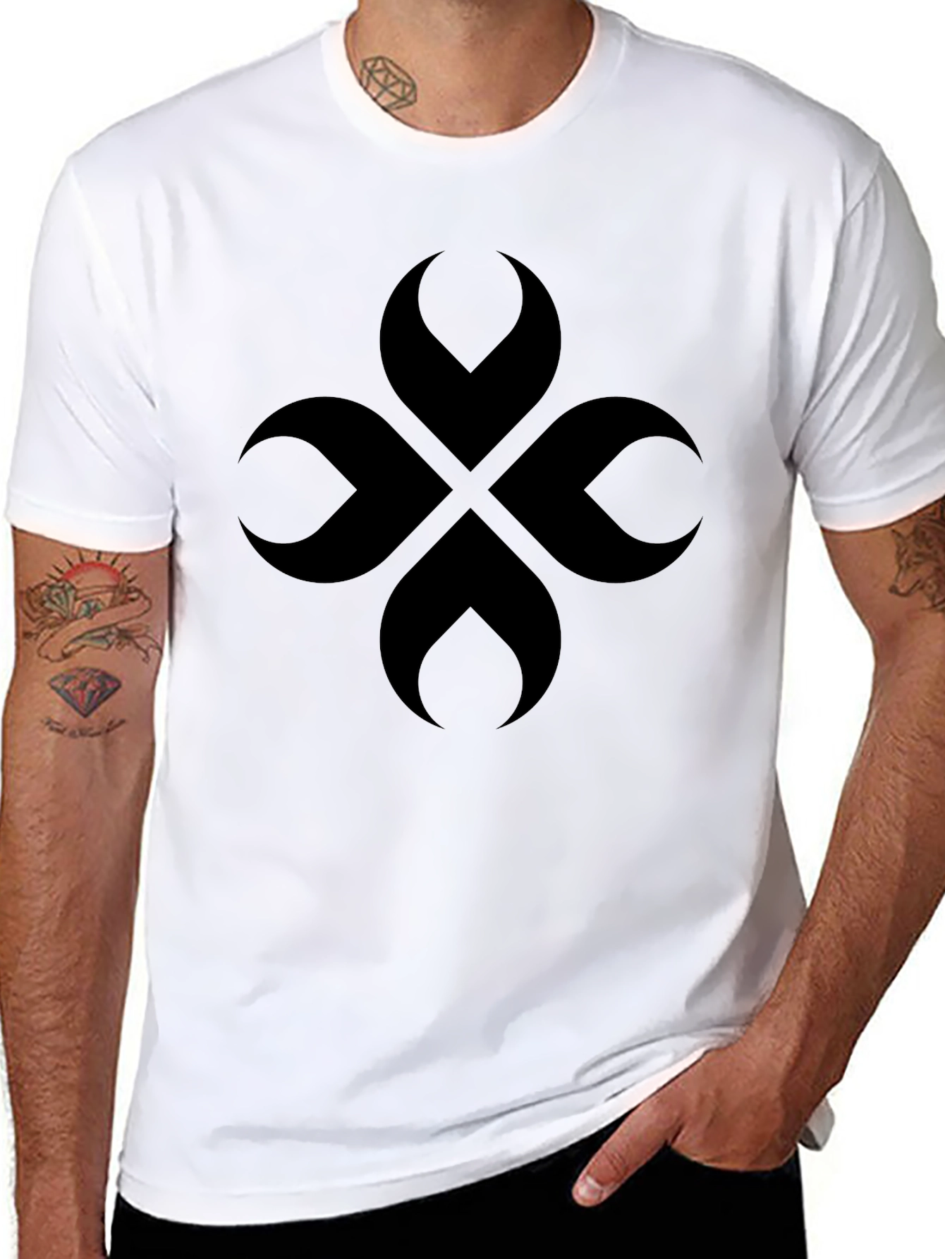 Abstract Clover Tee - Modern Black Graphic T-Shirt