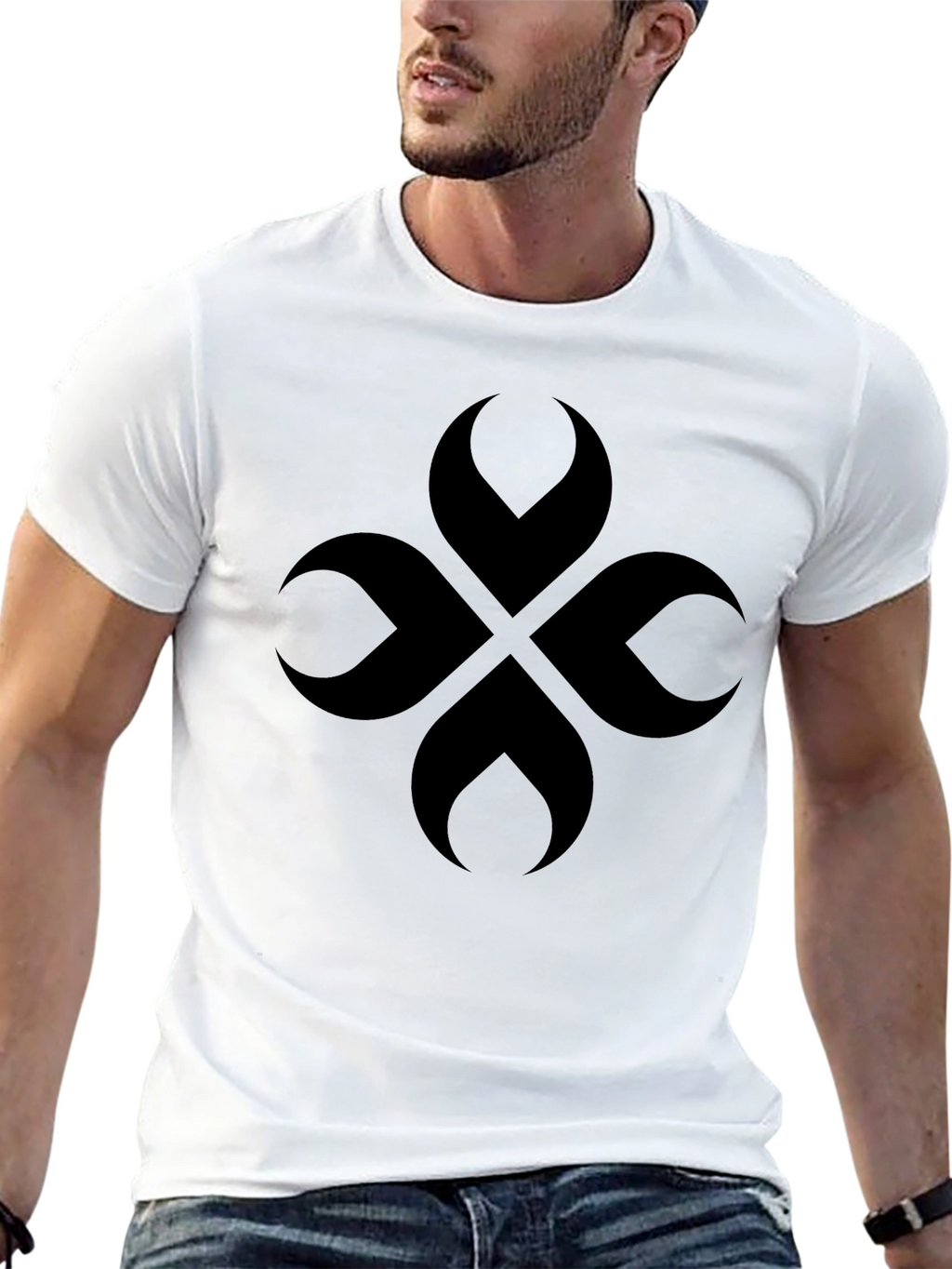 Abstract Clover Tee - Modern Black Graphic T-Shirt