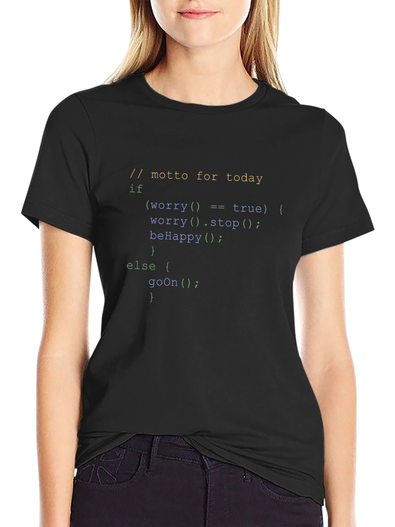 Programmers Motto T-Shirt - Stay Positive Coding Tee