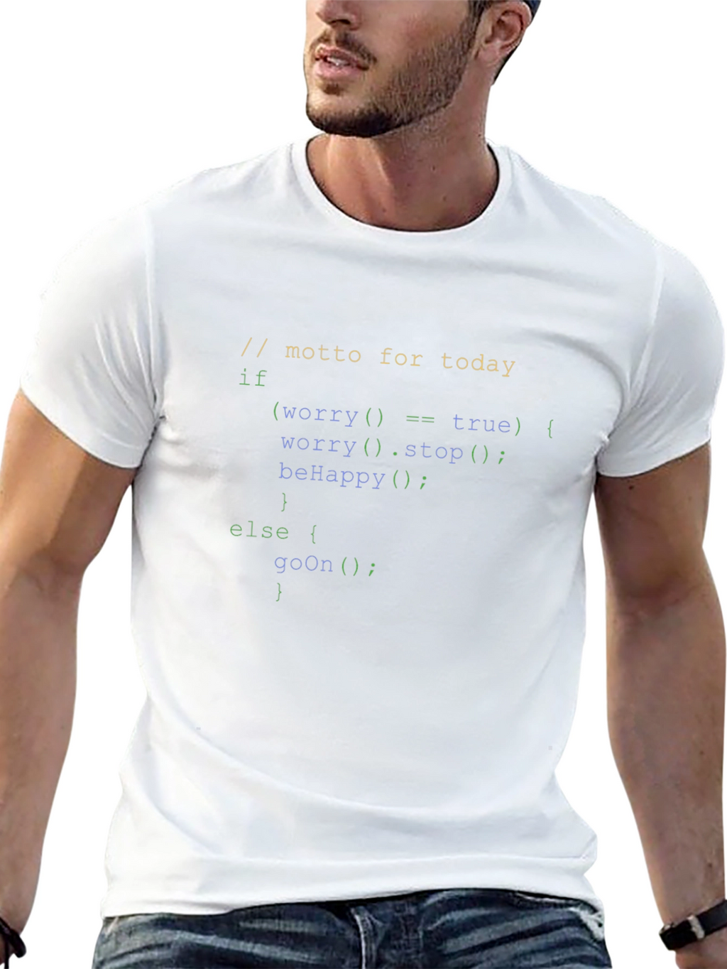 Programmers Motto T-Shirt - Stay Positive Coding Tee