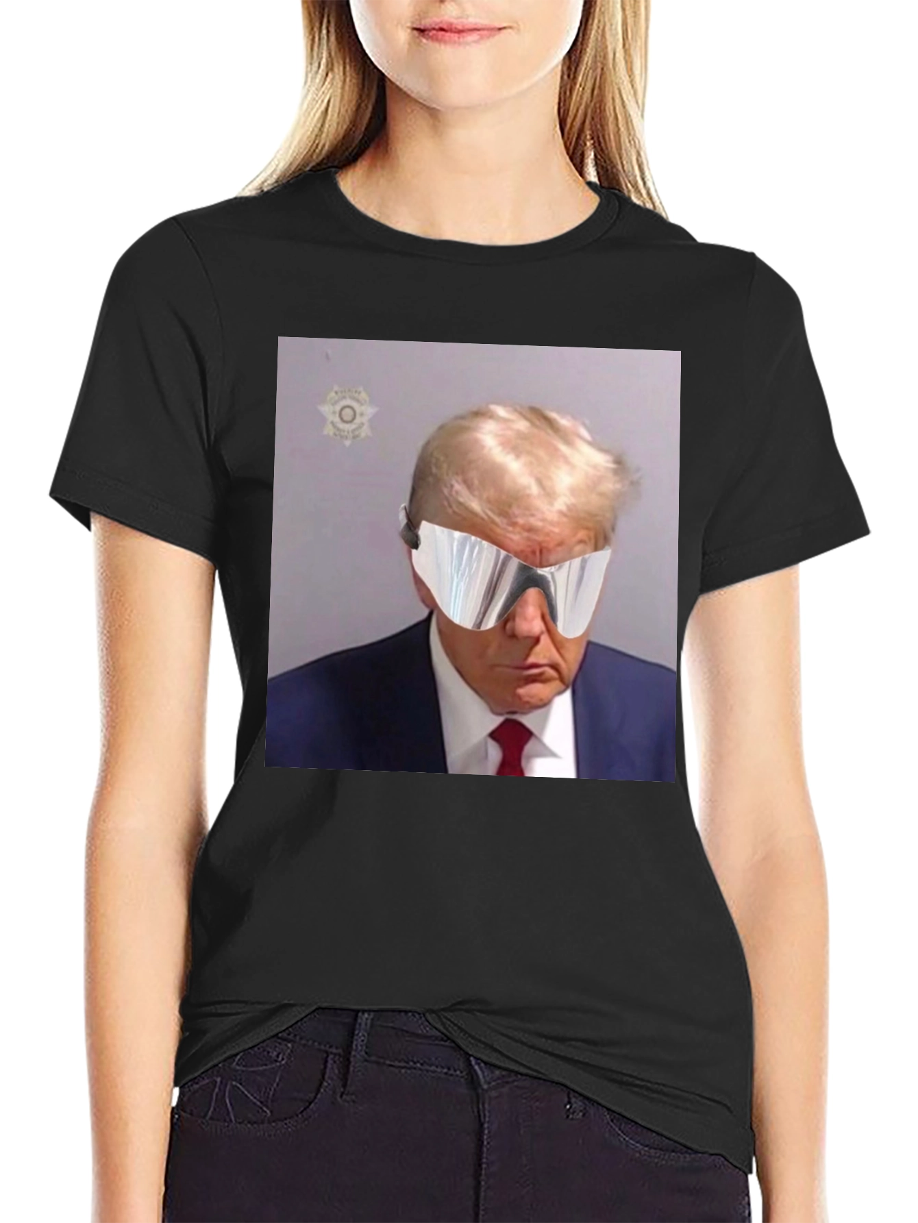 Trump Mugshot Sunglasses Graphic Tee - Mens Black T-Shirt