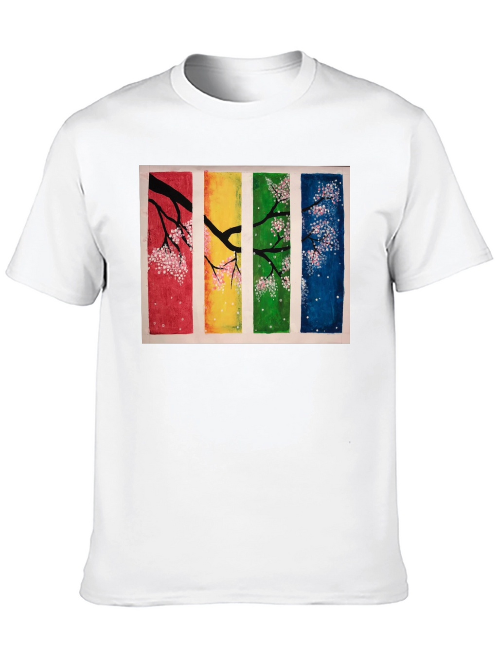 Four Seasons Blossom T-Shirt - Artistic Black Tee