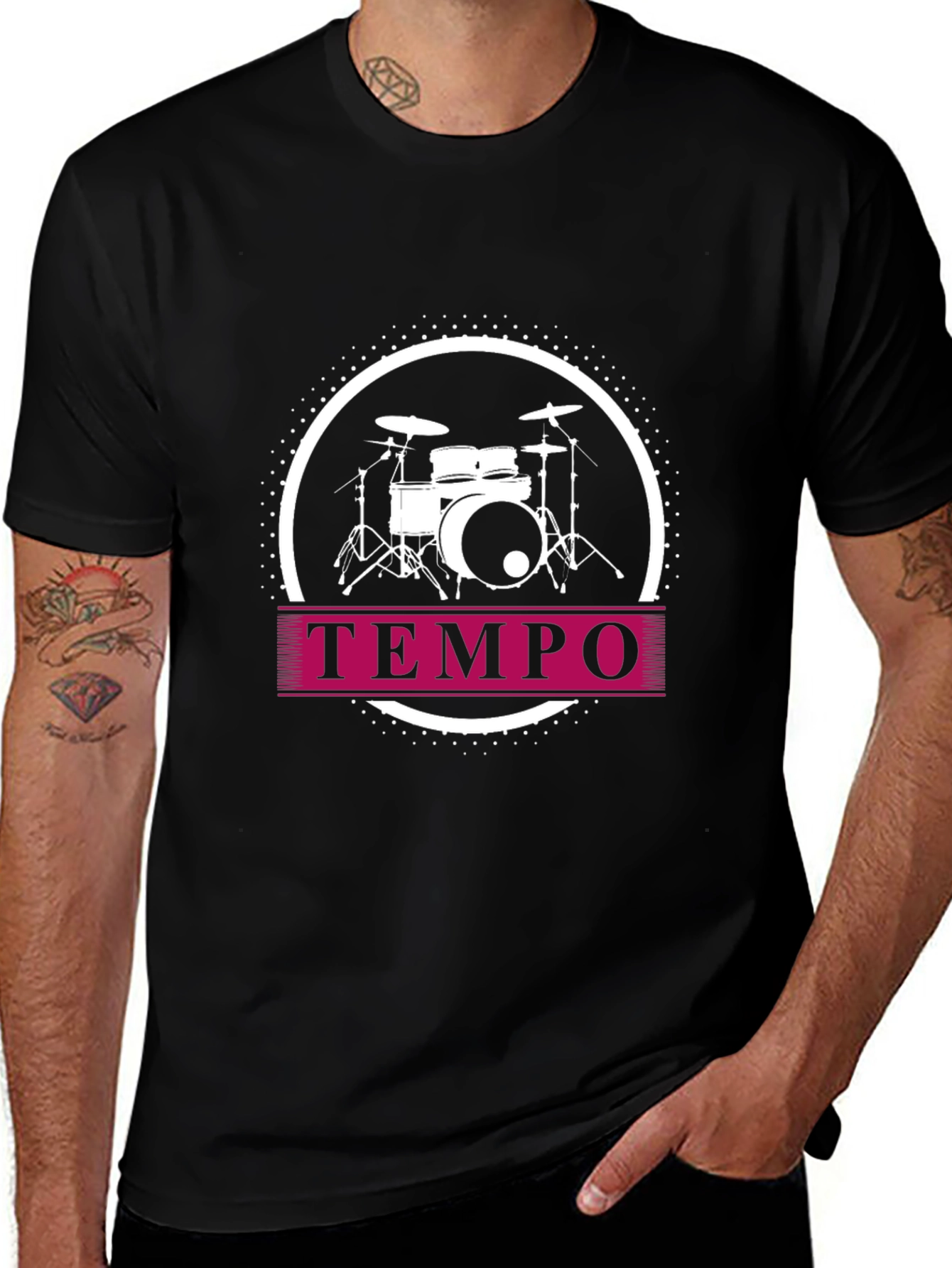 Tempo Drum Kit Graphic Tee - Music Lovers Shirt