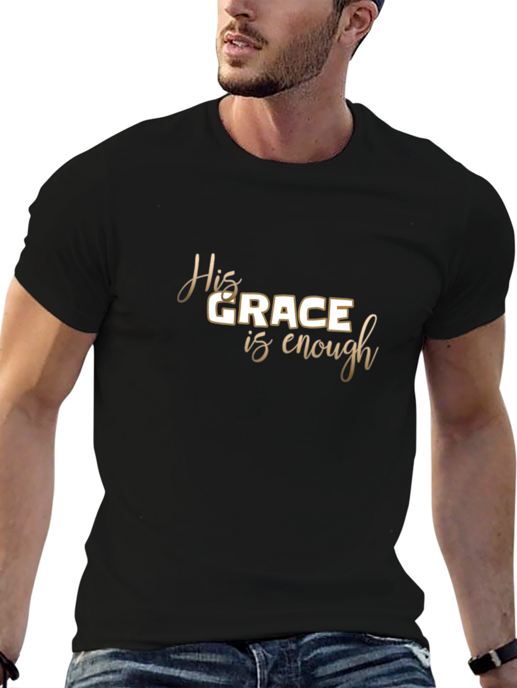 His Grace Is Enough Black Graphic Tee