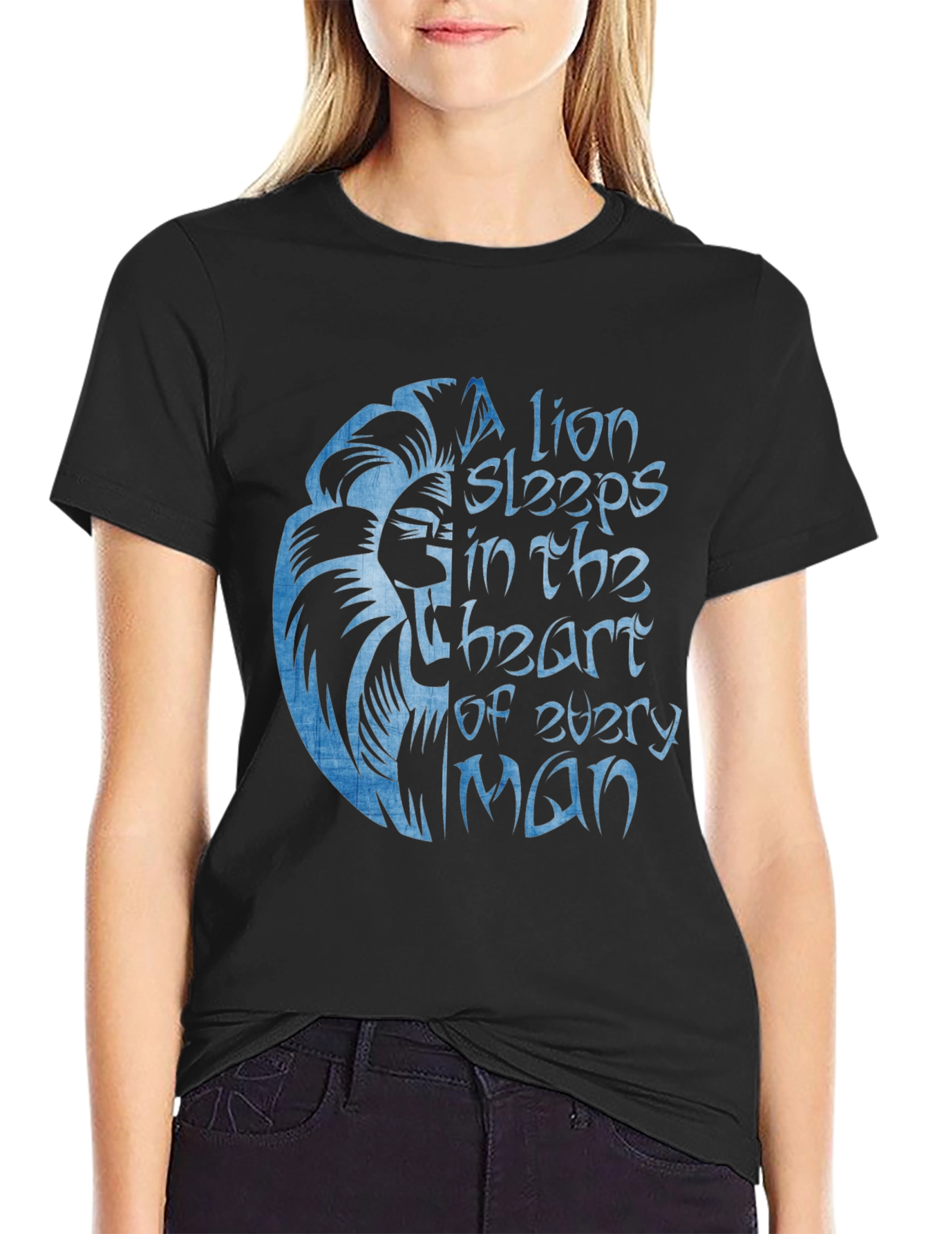 Lion Heart Graphic Black T-Shirt for Men