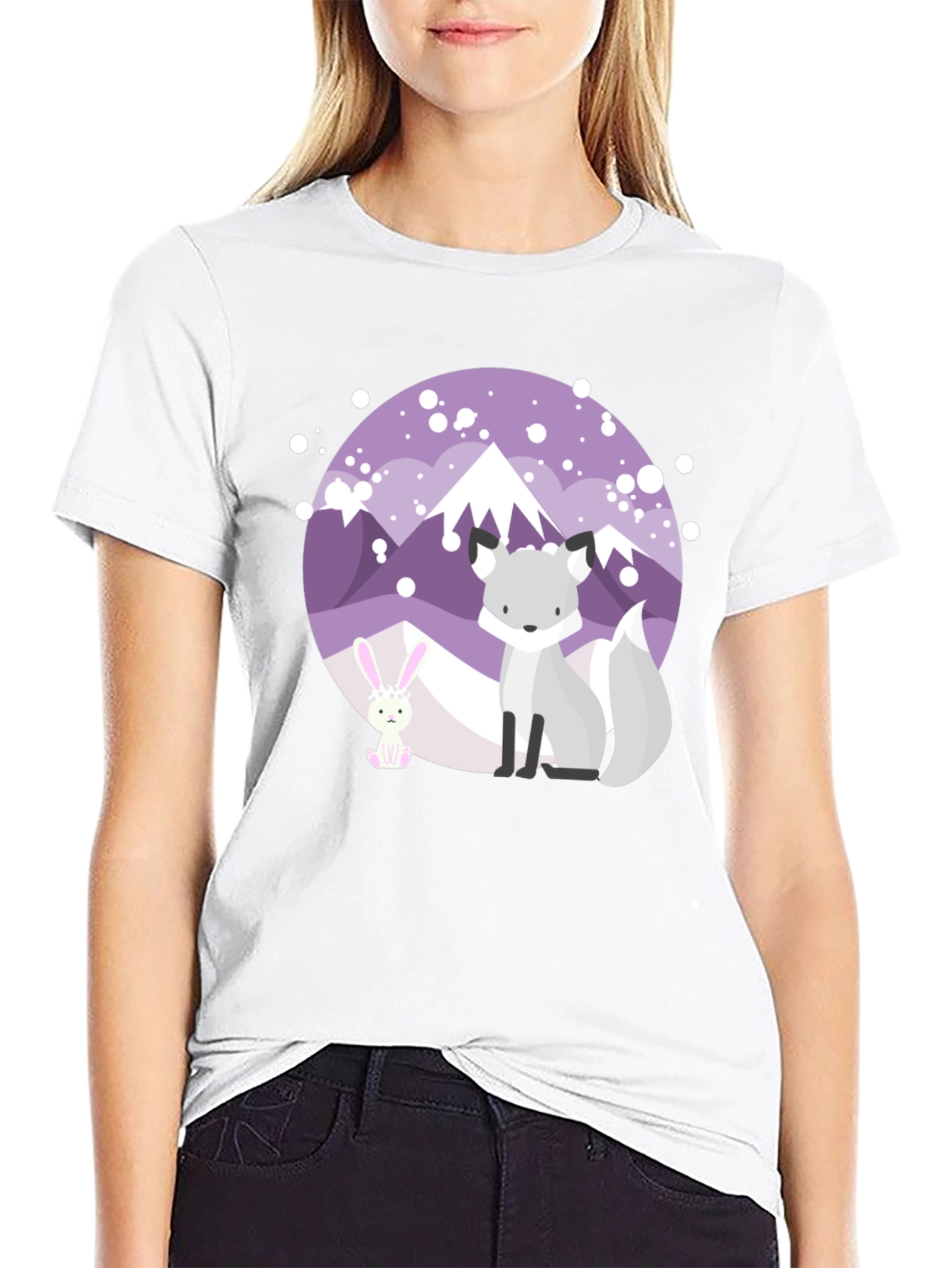 Cute Fox & Bunny Graphic Tee