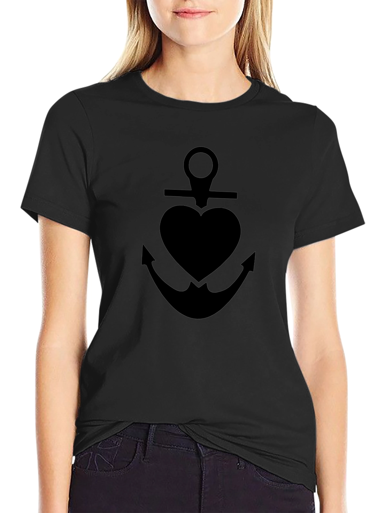 Black Anchor Heart T-Shirt