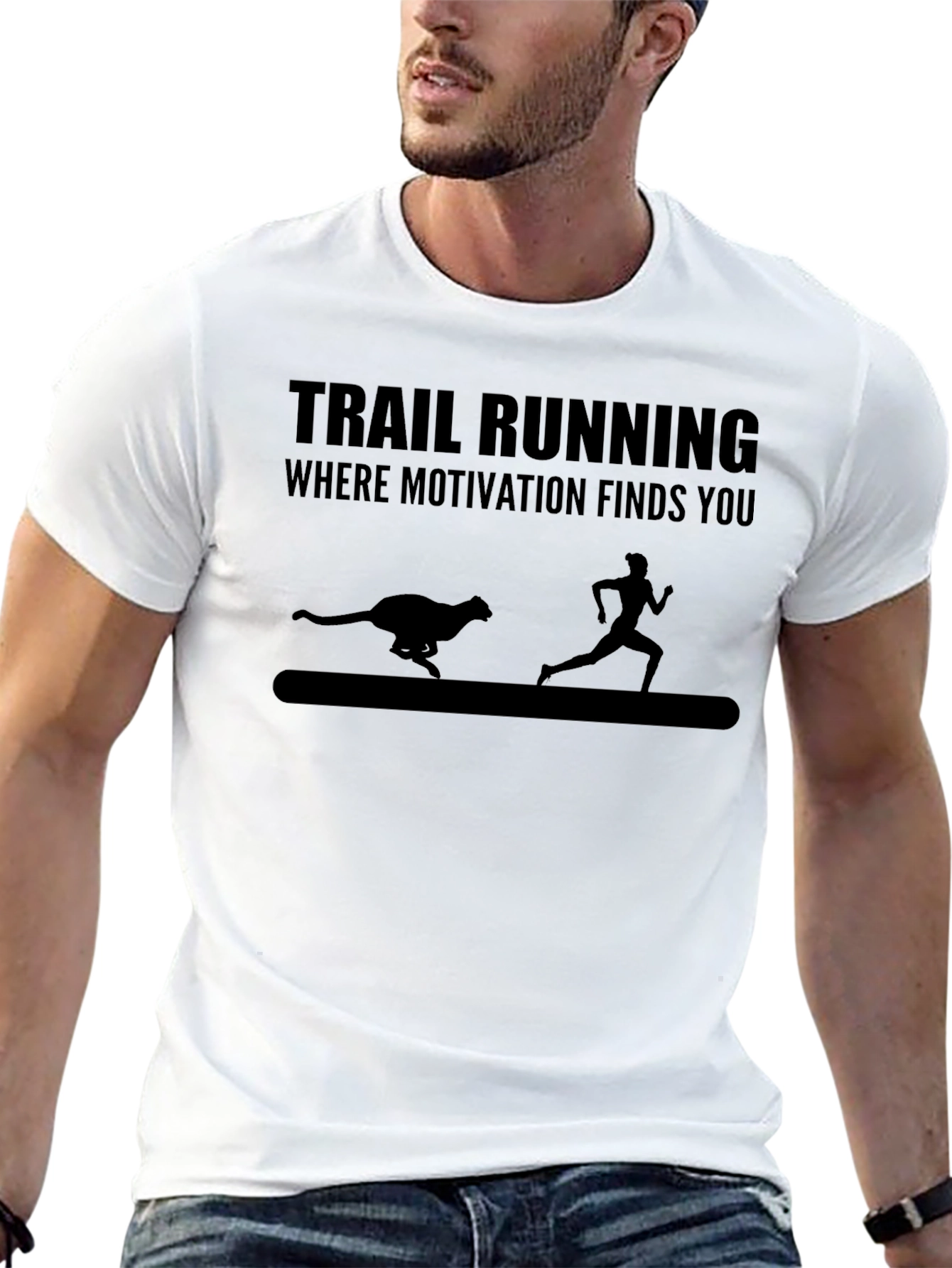 Trail Running Black T-Shirt: Motivation Finds You!