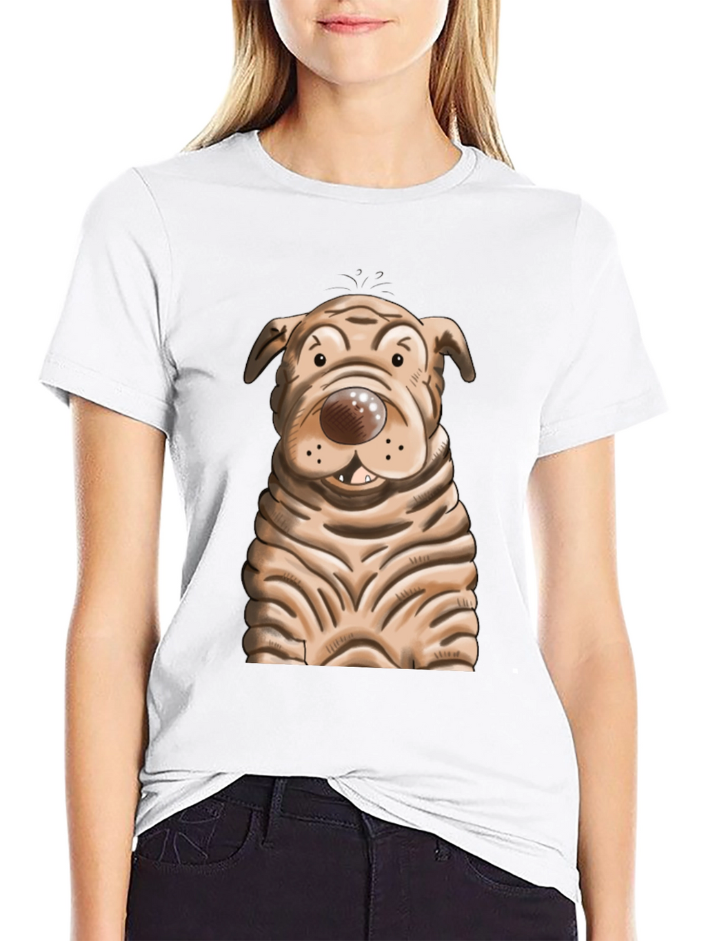 Cartoon Dog Graphic T-Shirt - Unisex Crew Neck