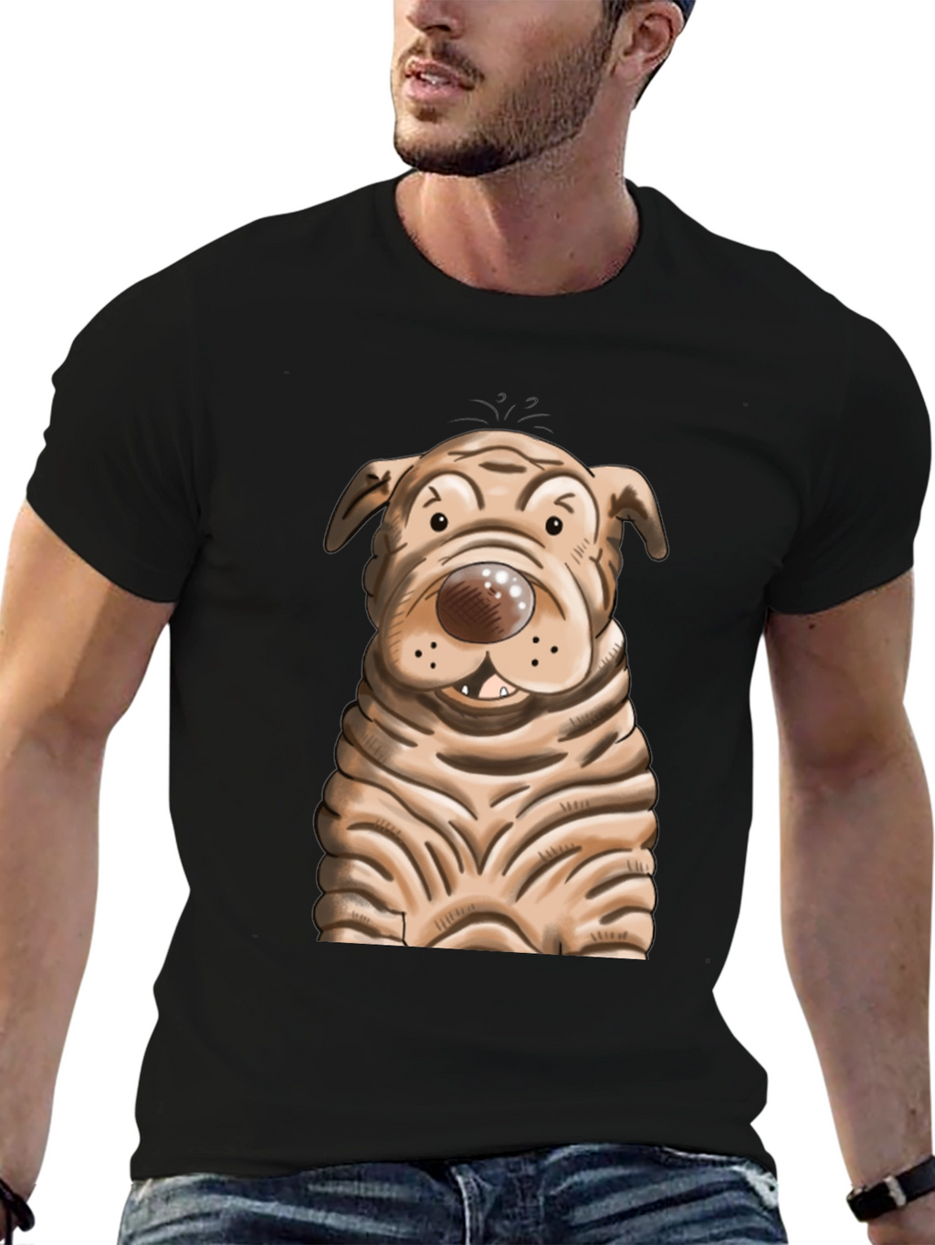 Cartoon Dog Graphic T-Shirt - Unisex Crew Neck