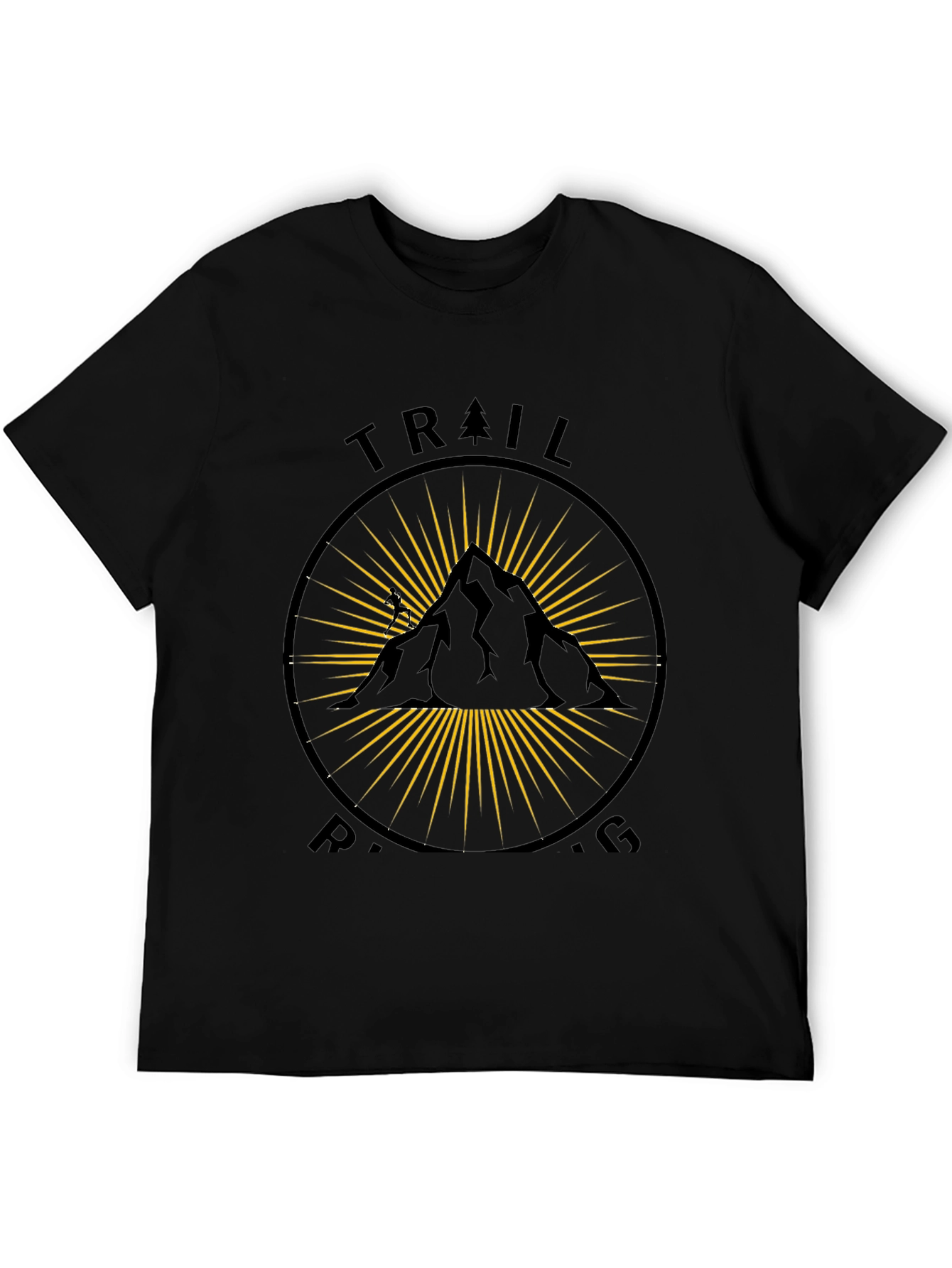 Trail Running Black T-Shirt - Mountain Design