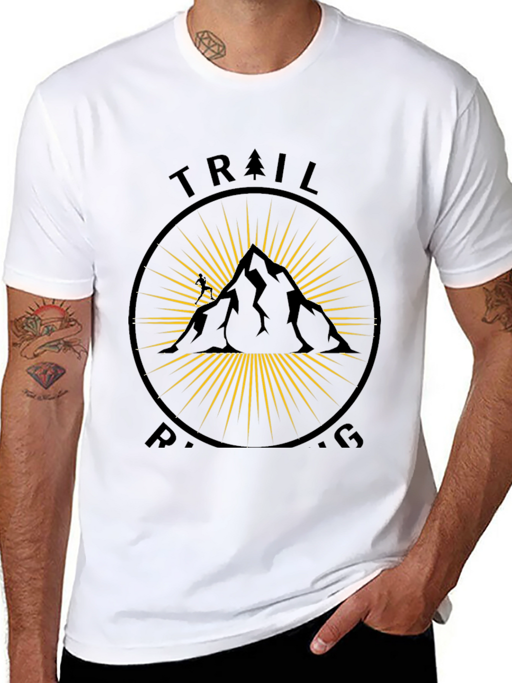 Trail Running Black T-Shirt - Mountain Design