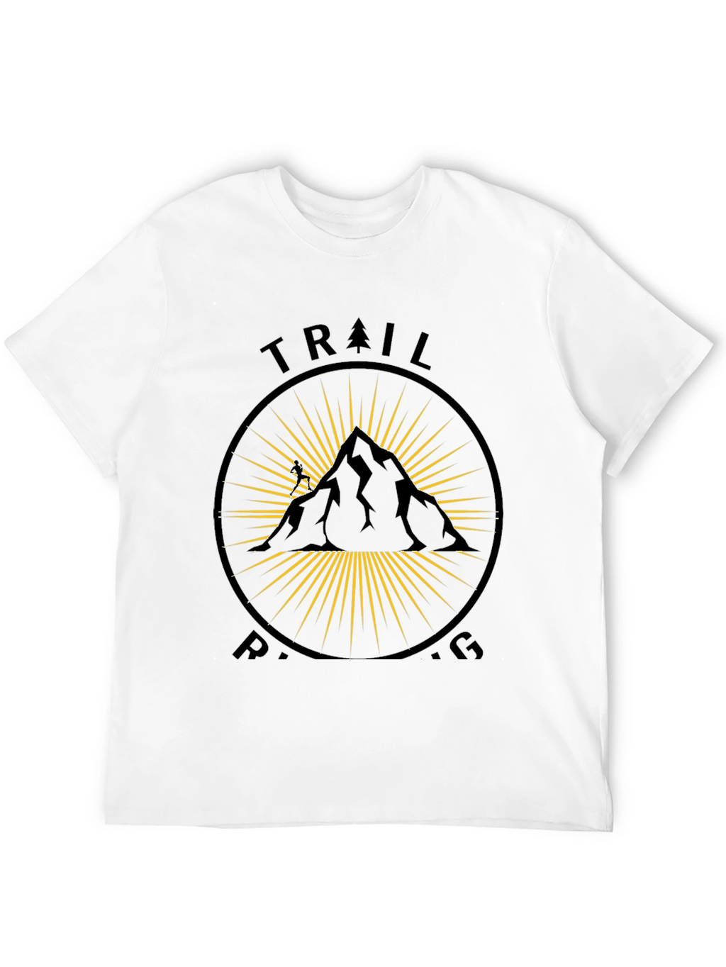 Trail Running Black T-Shirt - Mountain Design