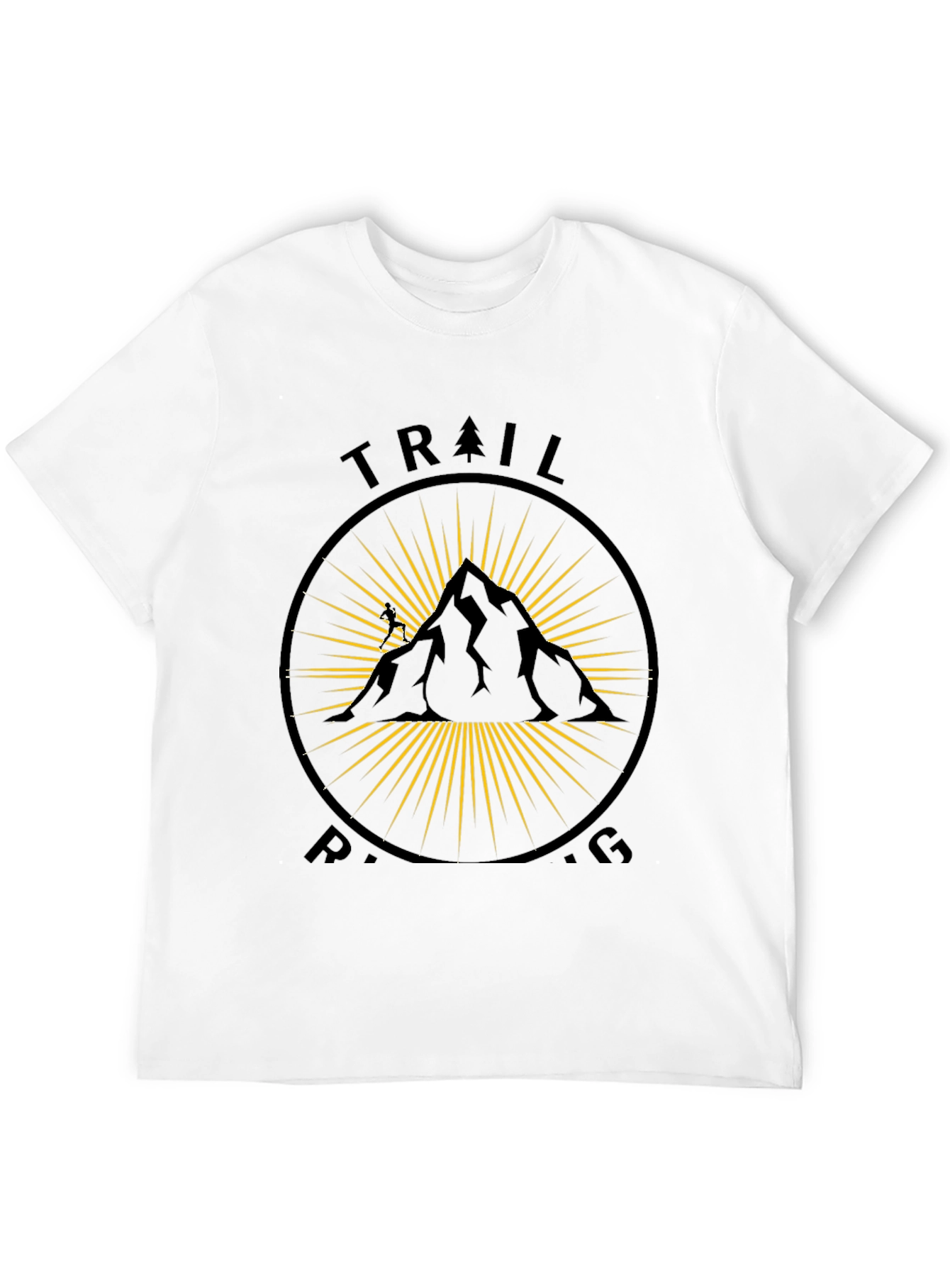 Trail Running Black T-Shirt - Mountain Design