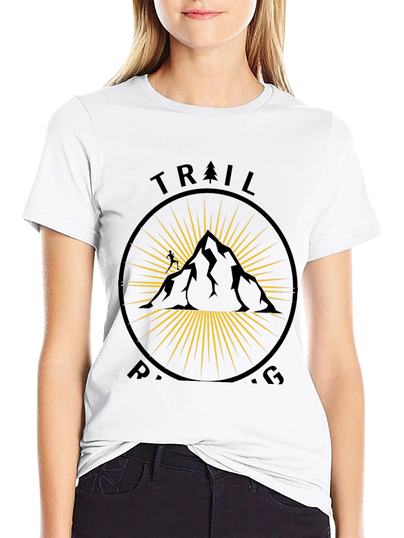 Trail Running Black T-Shirt - Mountain Design