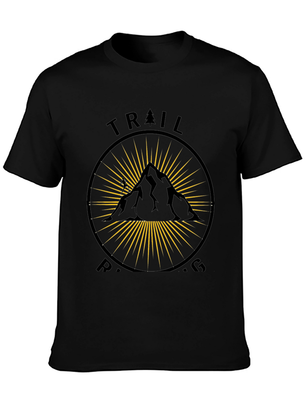 Trail Running Black T-Shirt - Mountain Design