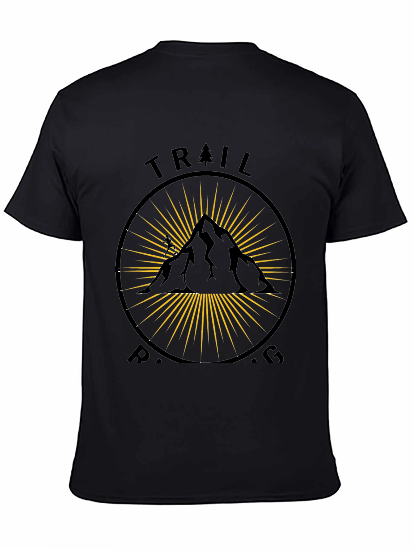 Trail Running Black T-Shirt - Mountain Design