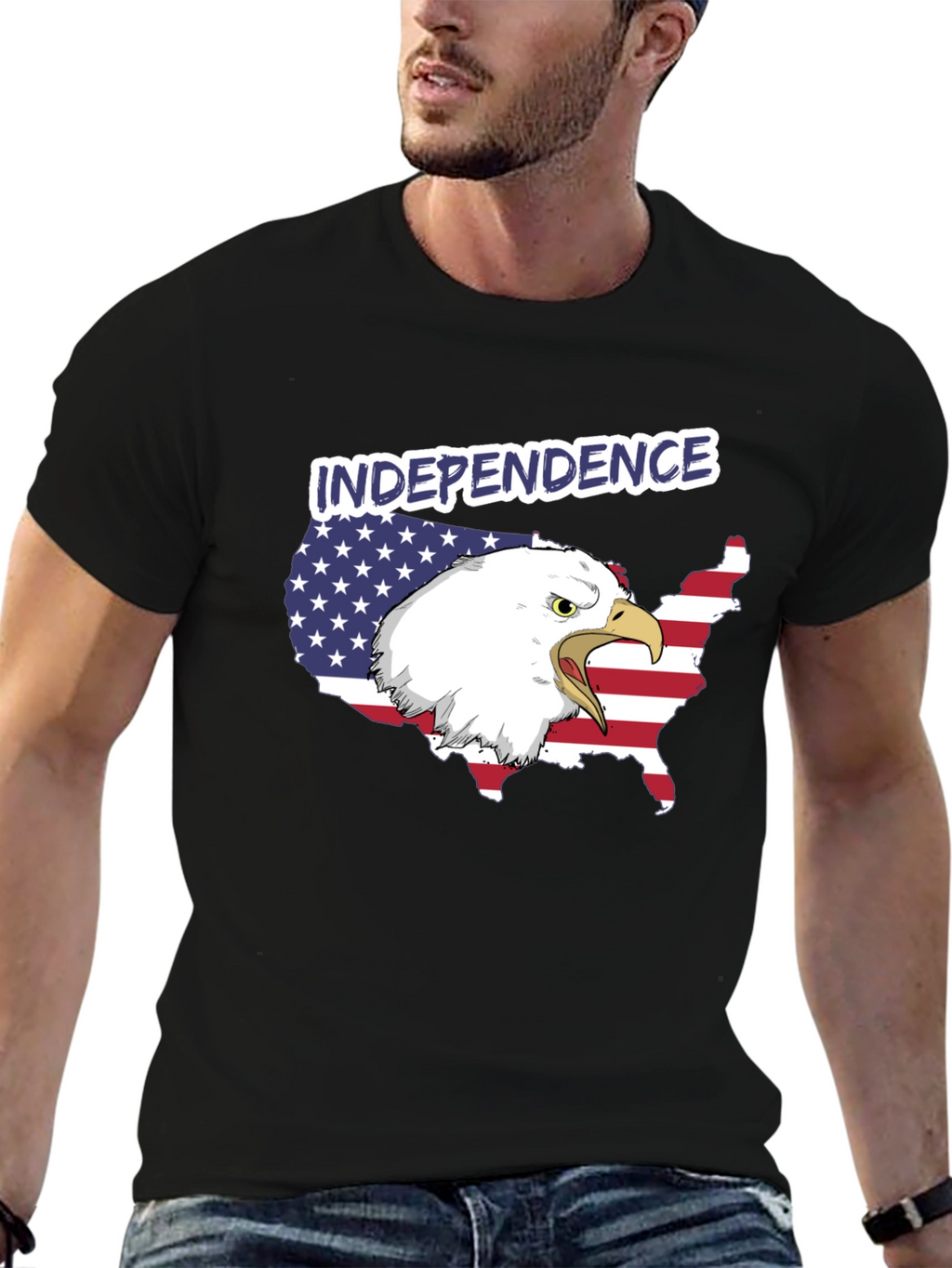 Independence Day Eagle USA Map Graphic Tee