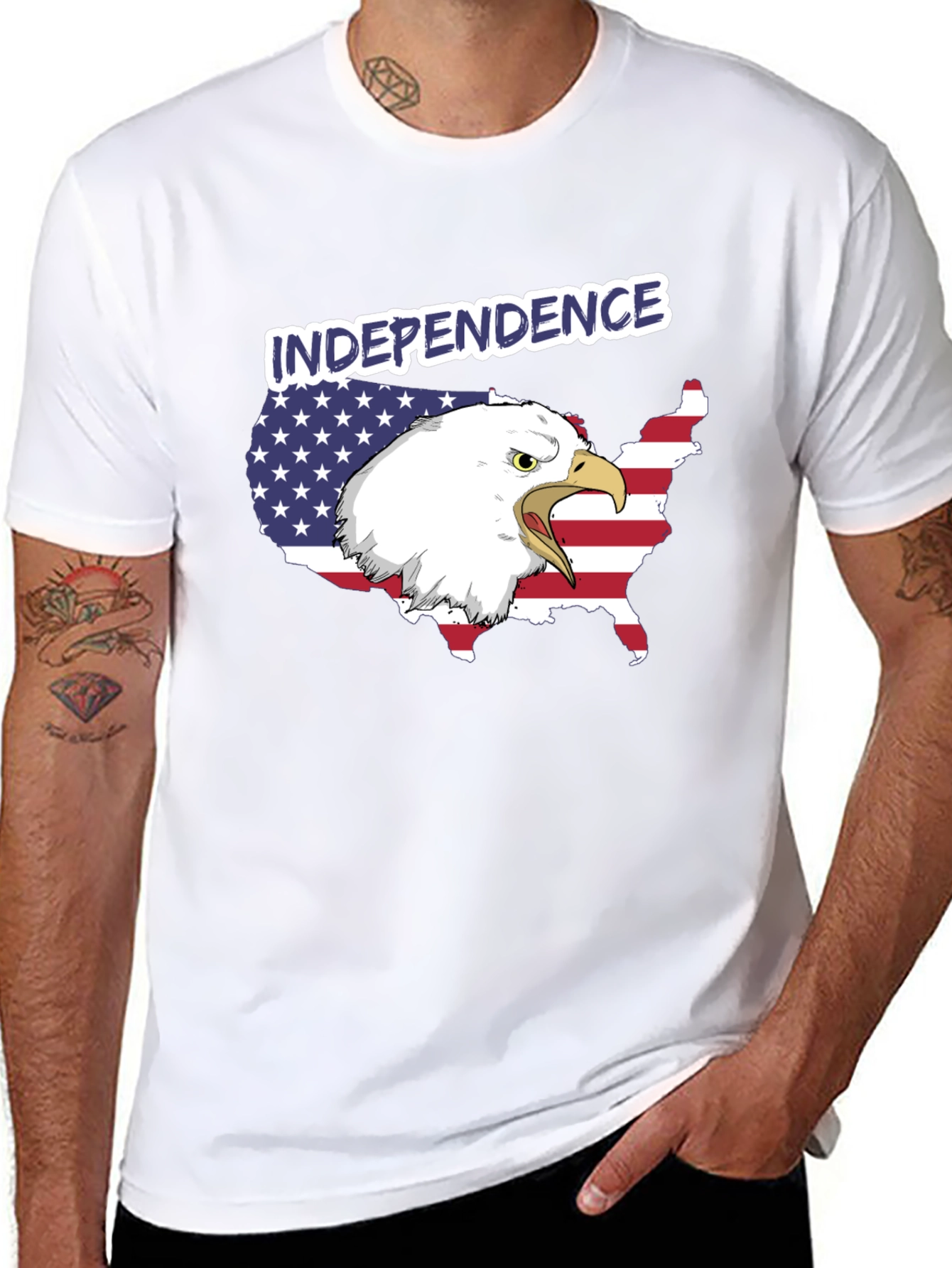 Independence Day Eagle USA Map Graphic Tee