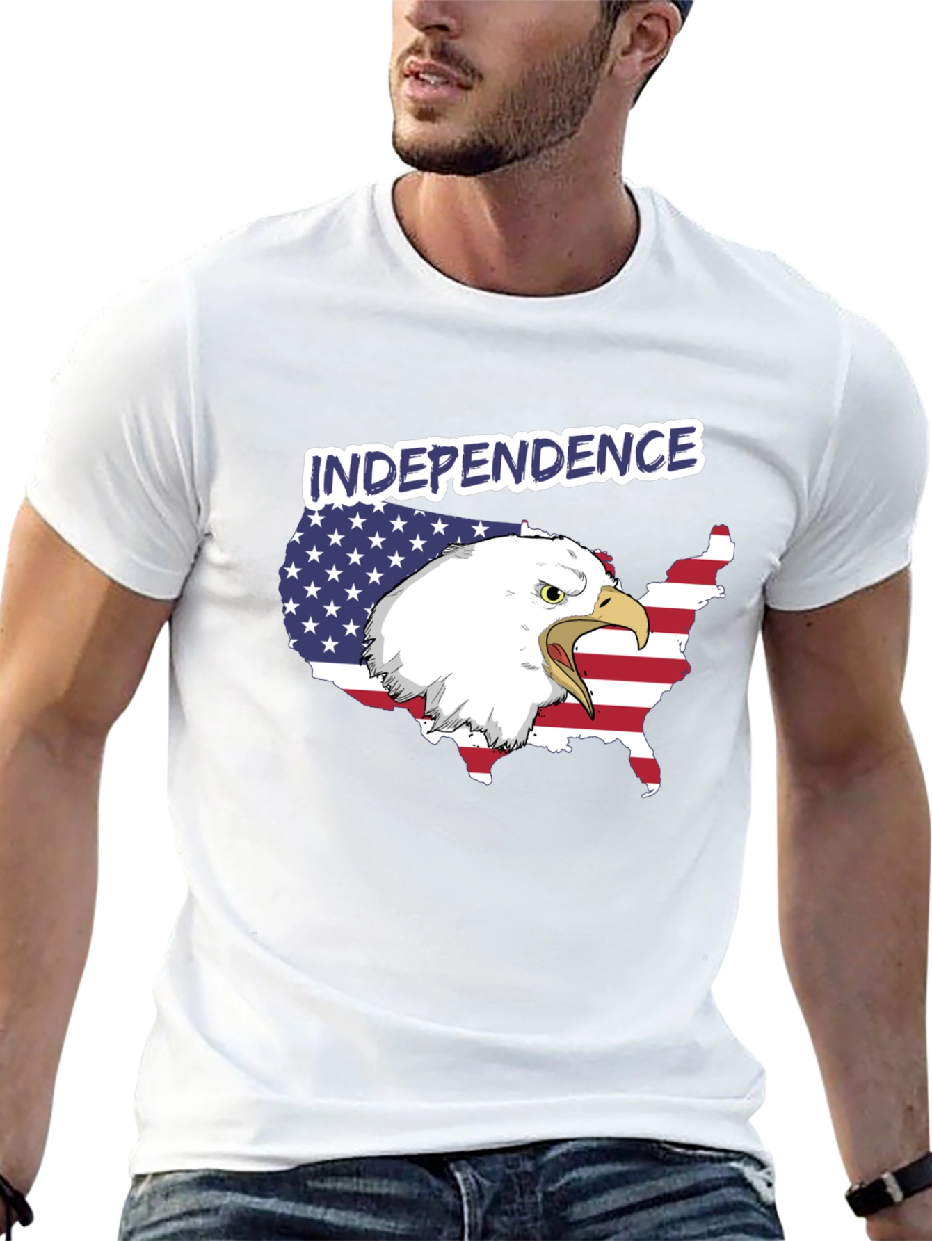 Independence Day Eagle USA Map Graphic Tee