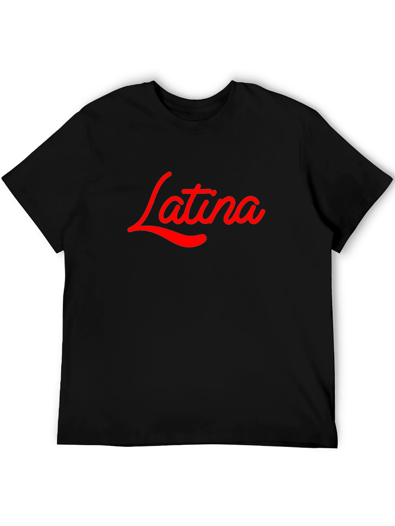 Latina Script Tee - Bold Red Design on Black