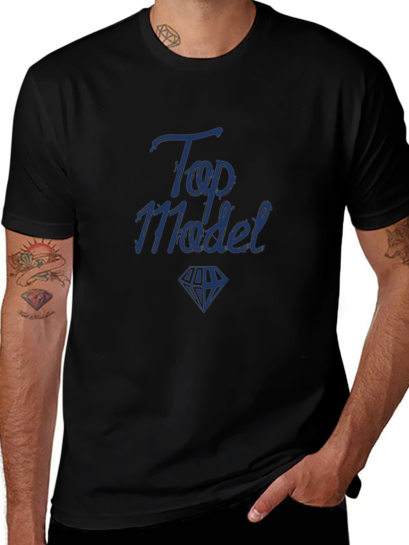 Top Model Graphic Tee - Mens Short Sleeve Black T-Shirt