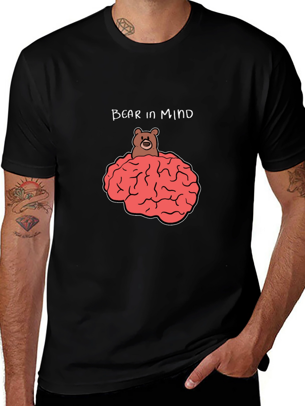 Bear In Mind Graphic T-Shirt - Black Cotton Tee