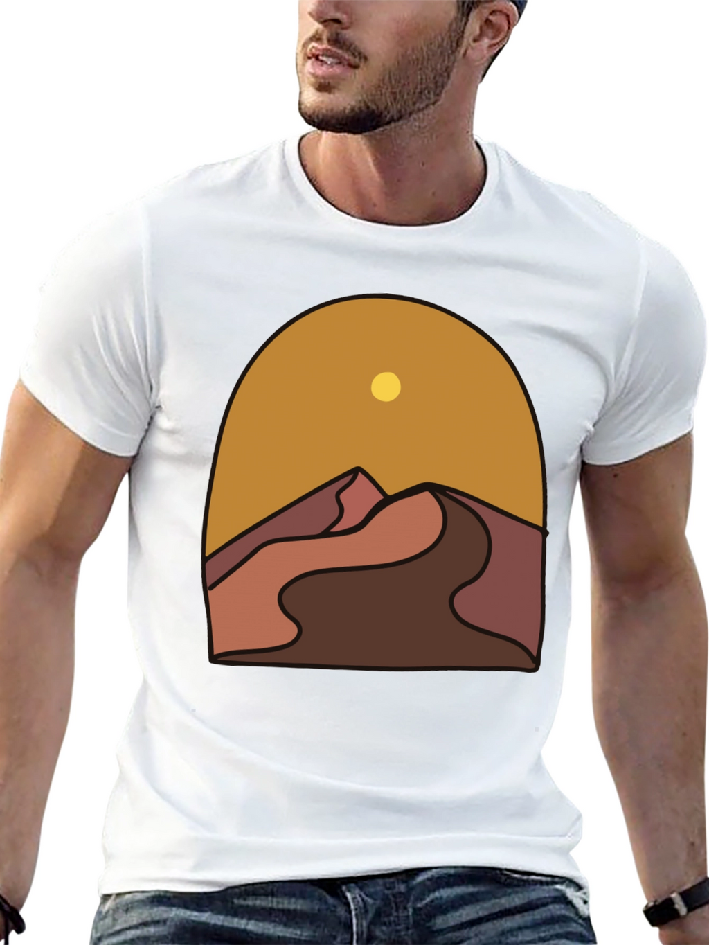 Desert Graphic Tee - Stylish Mens Black T-Shirt