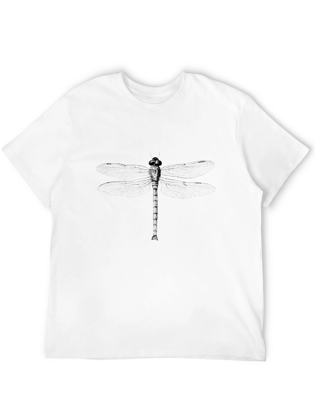 Mens Black Graphic Tee - Dragonfly Print Casual Shirt