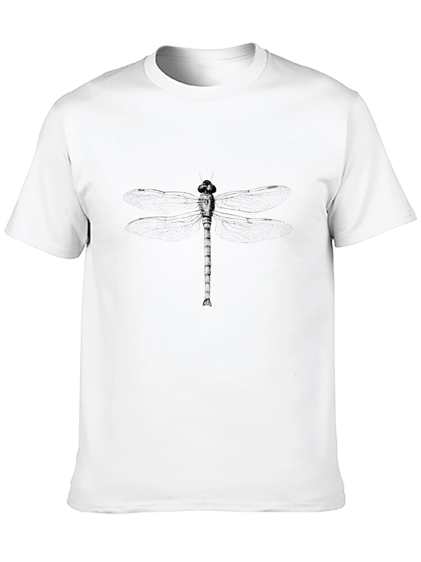 Mens Black Graphic Tee - Dragonfly Print Casual Shirt