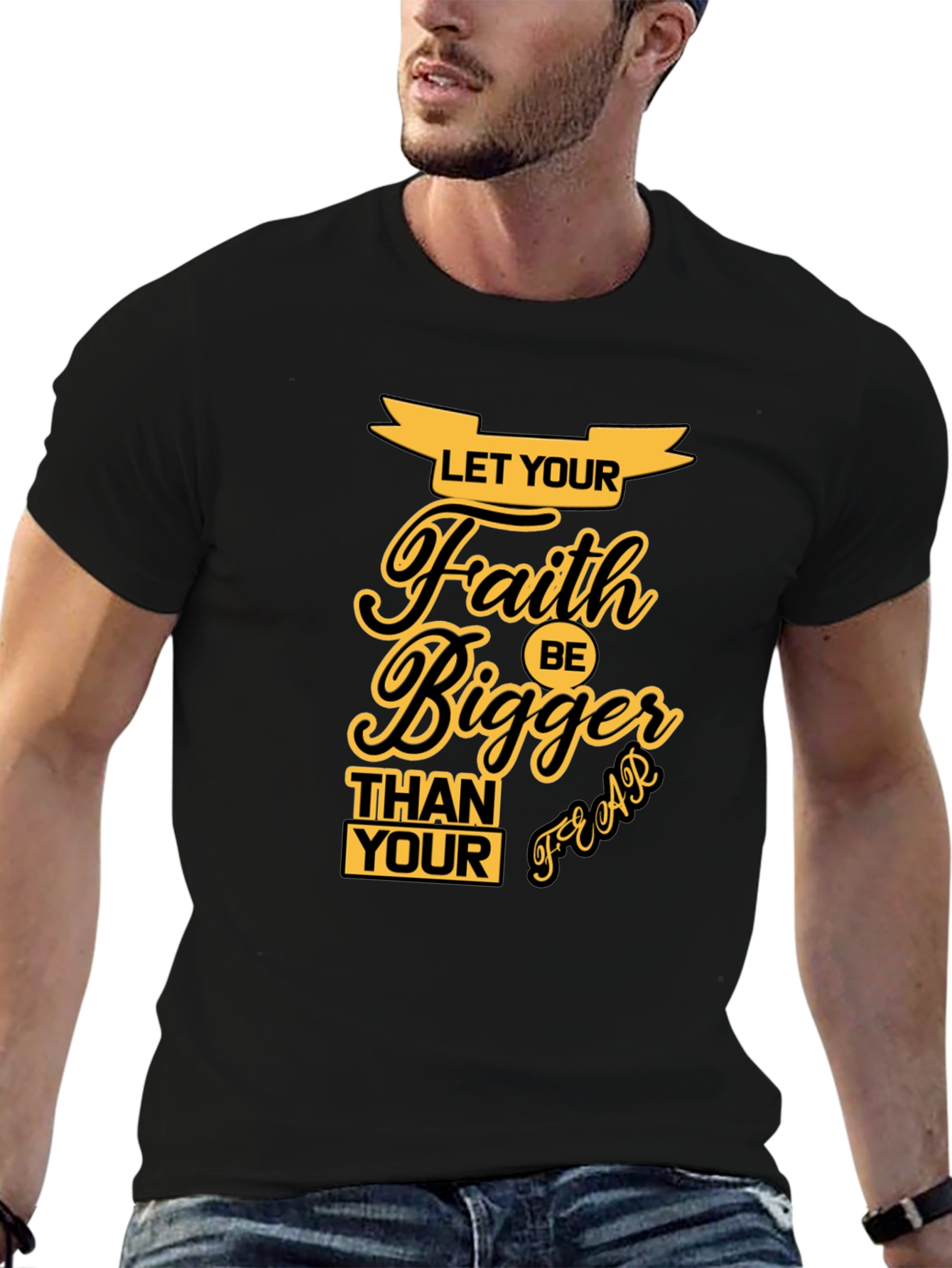 Faith Over Fear Black Graphic T-Shirt