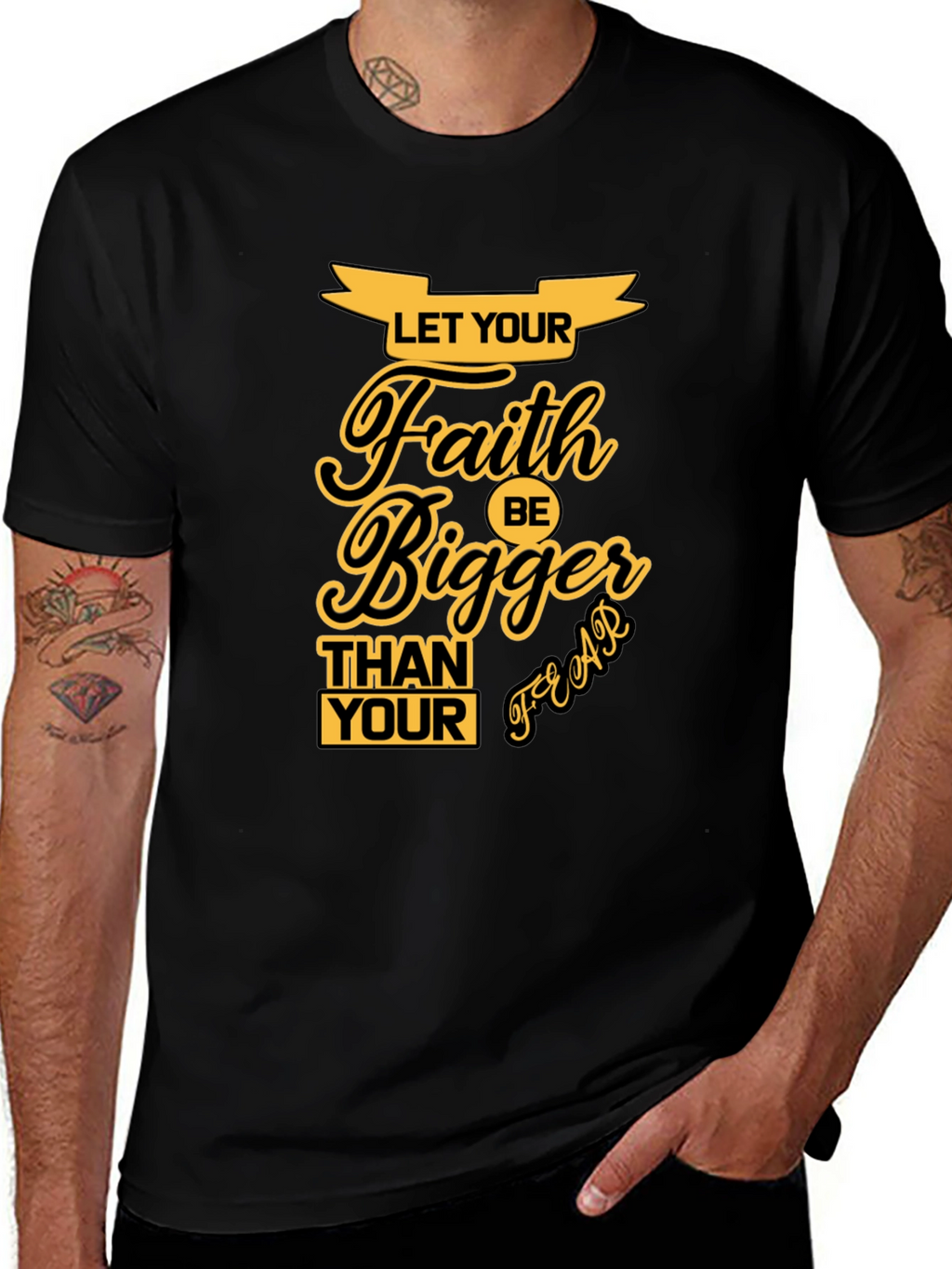 Faith Over Fear Black Graphic T-Shirt